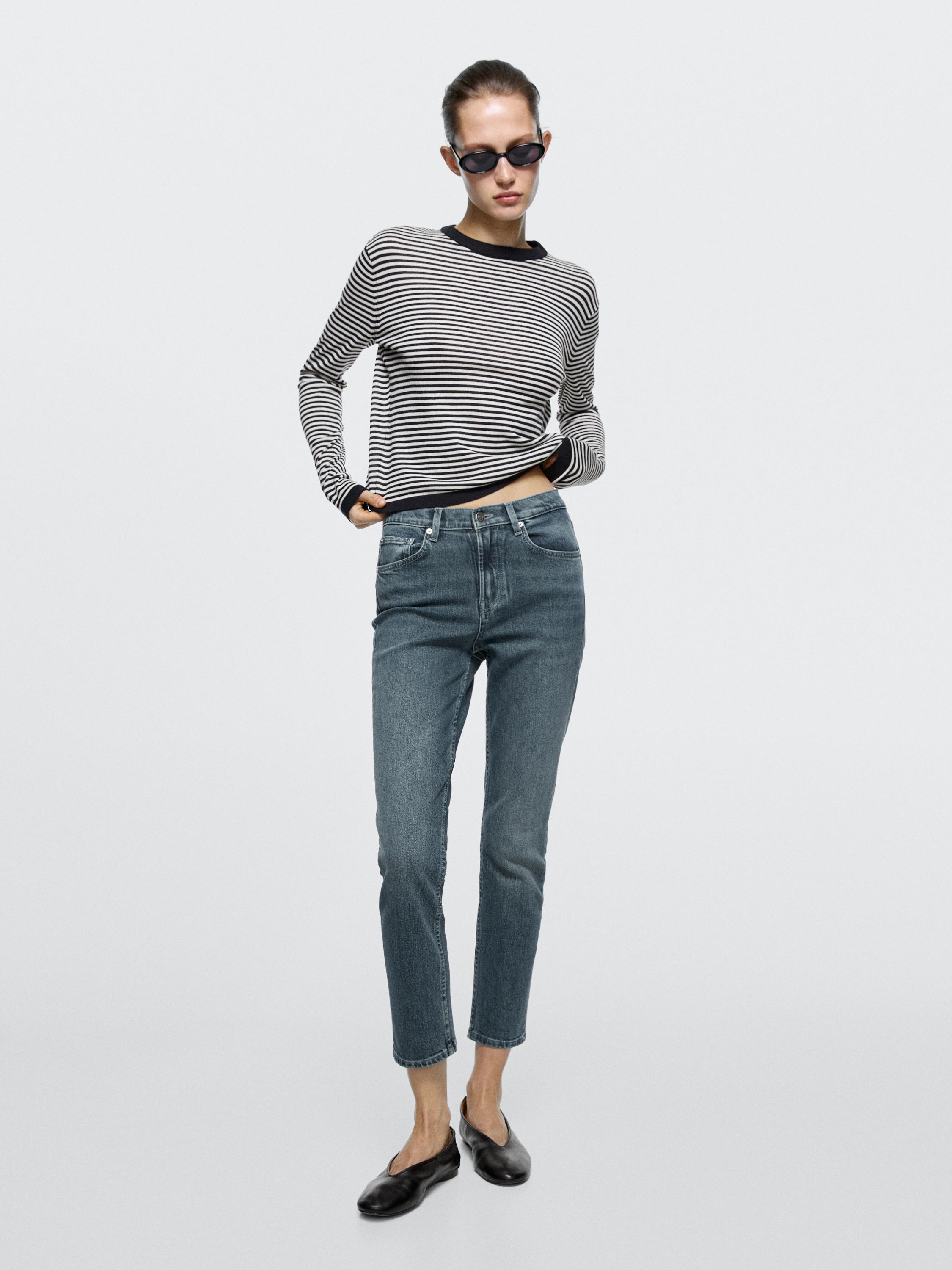 Mid-rise cropped slim fit jeans — Dark blue
