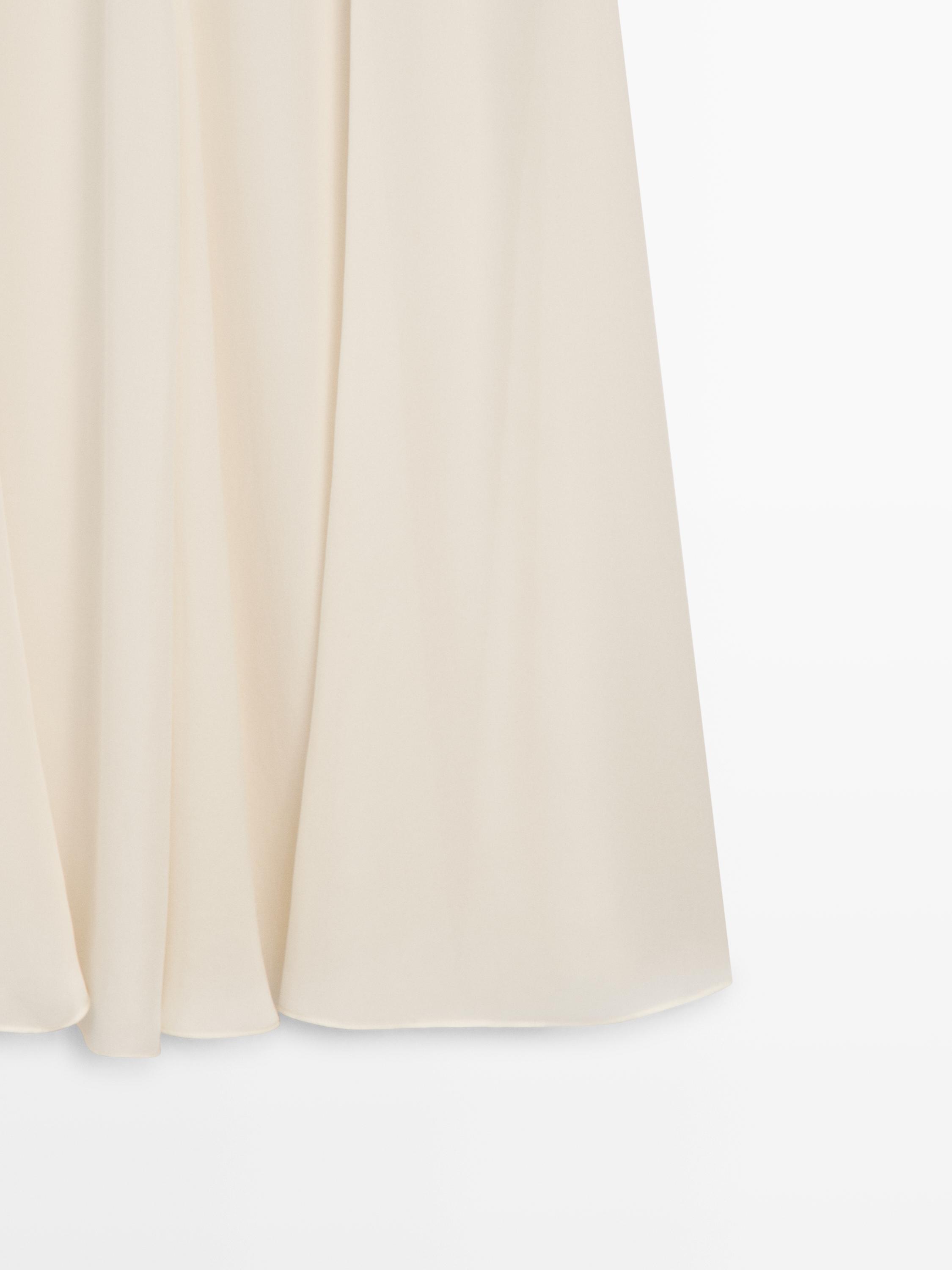 Flowing 100% silk midi skirt with seams - STUDIO — CREAM