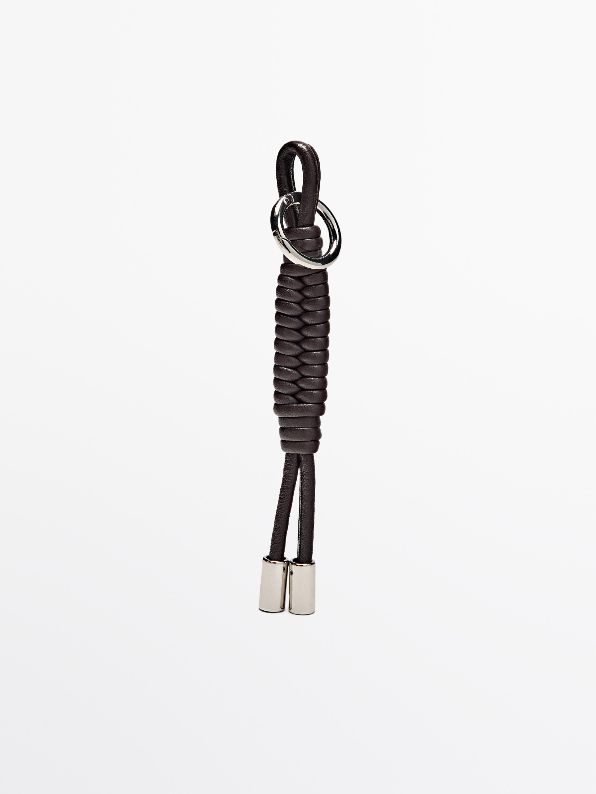 Nappa leather charm key ring with knots