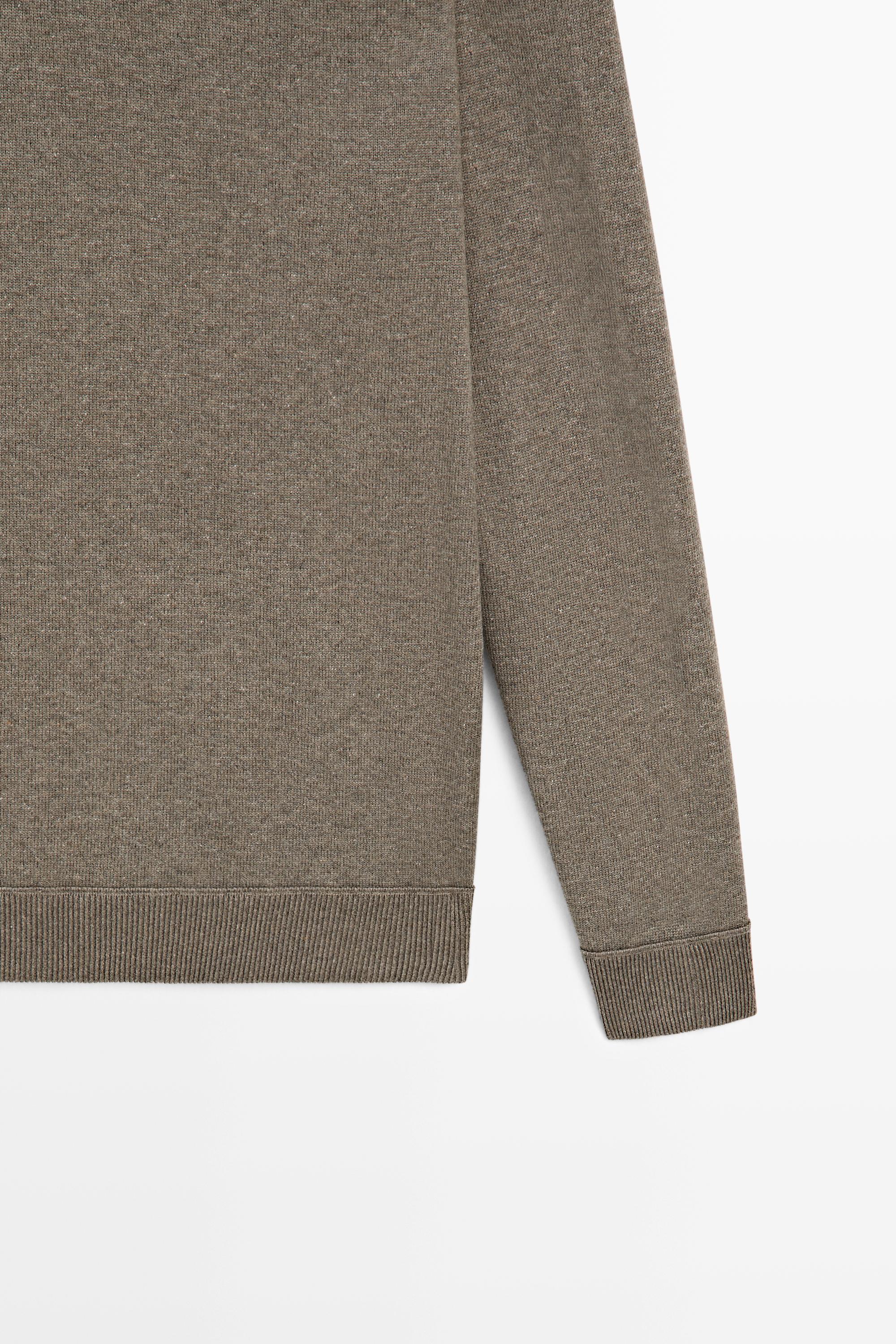 Cotton blend knit sweater — KHAKI