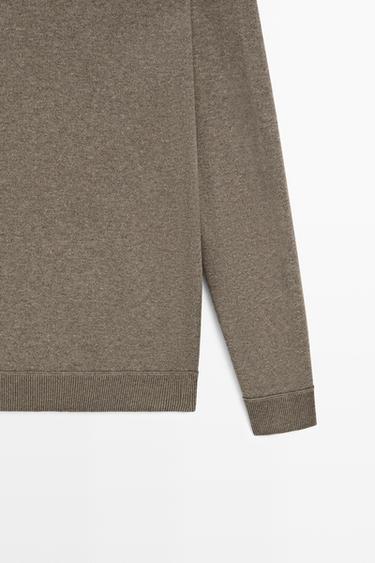 Cotton blend knit sweater — KHAKI 7