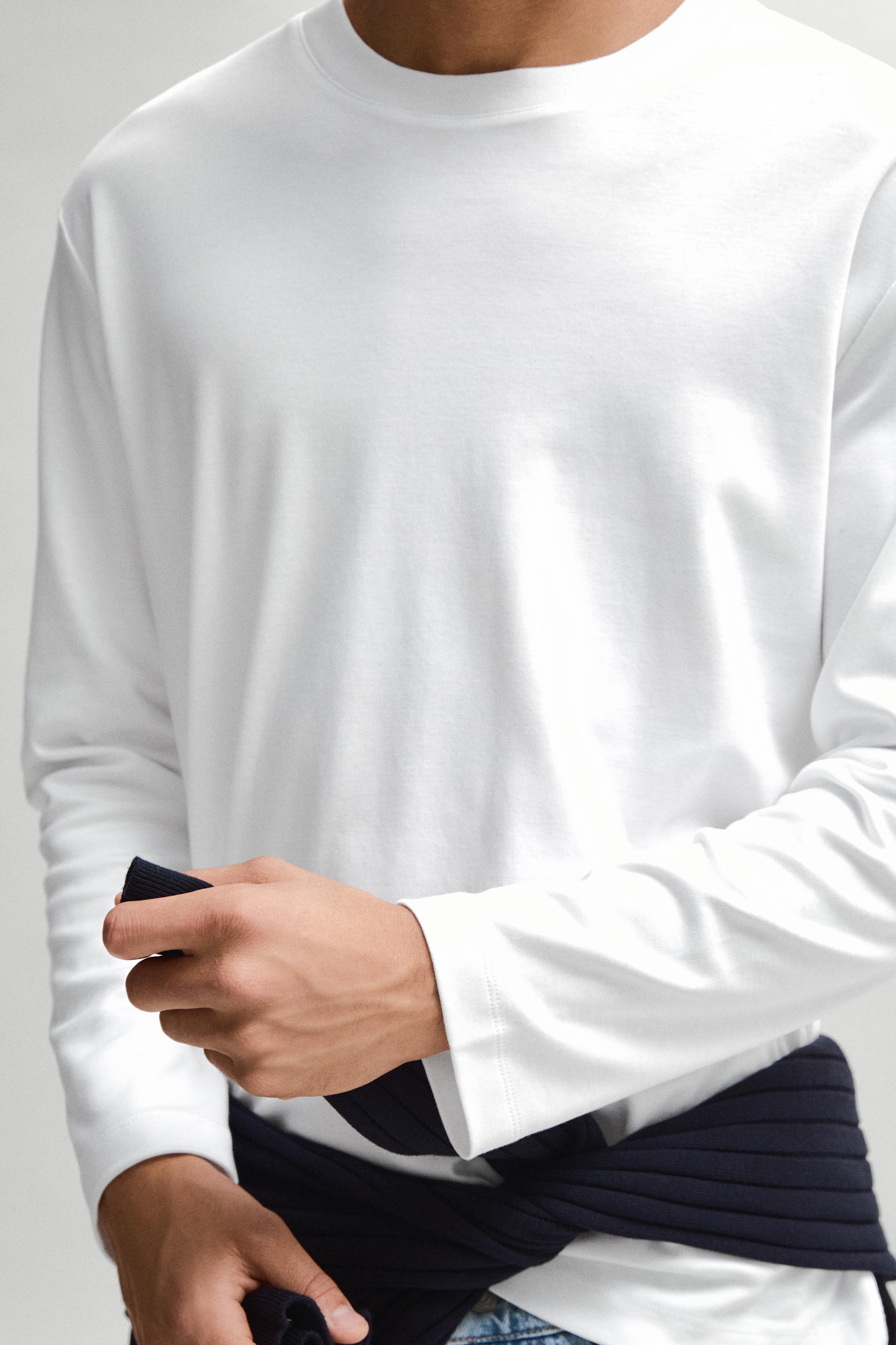 100% cotton long sleeve T-shirt — WHITE