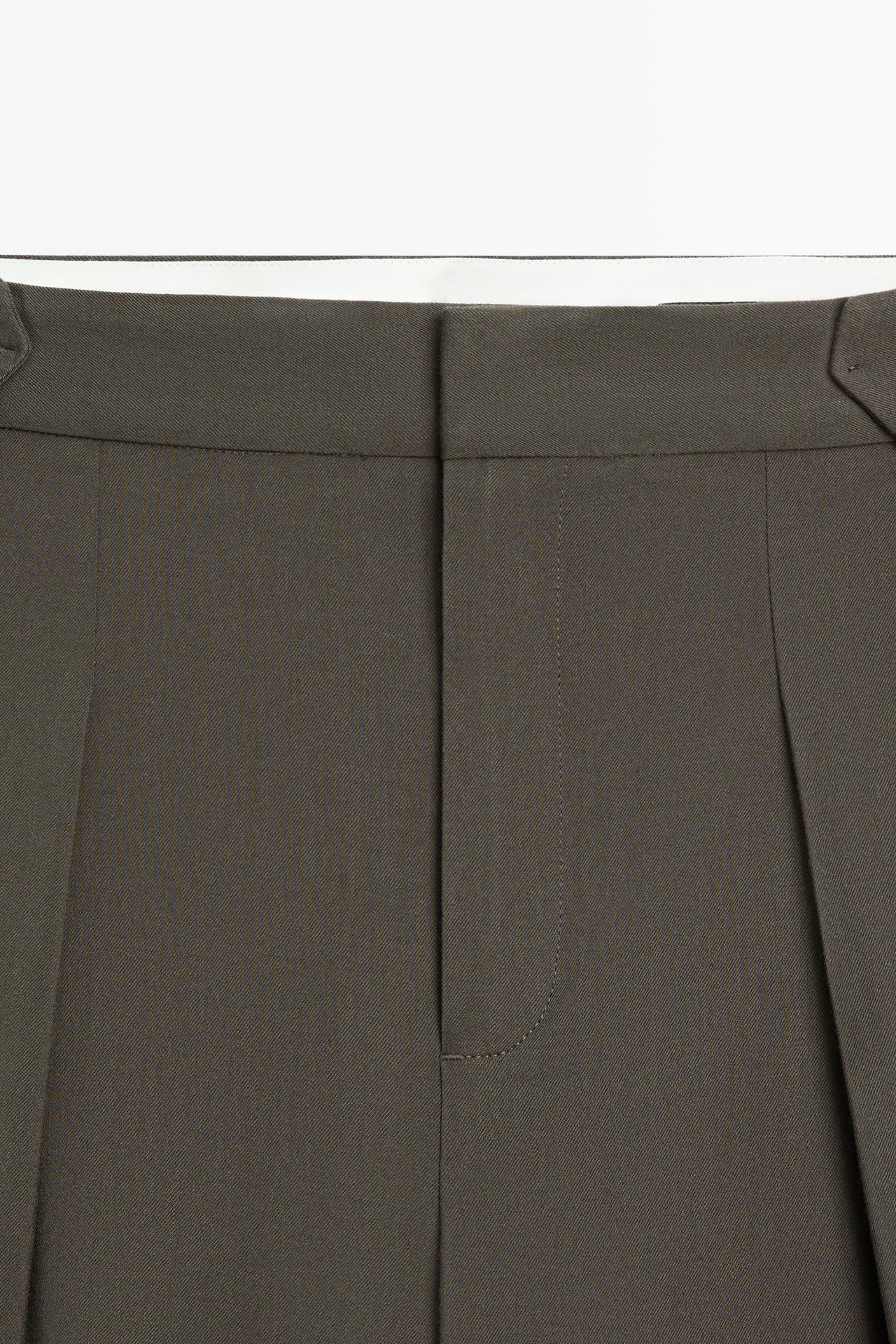 Flowing wide-leg pants with pleats — Greyish green