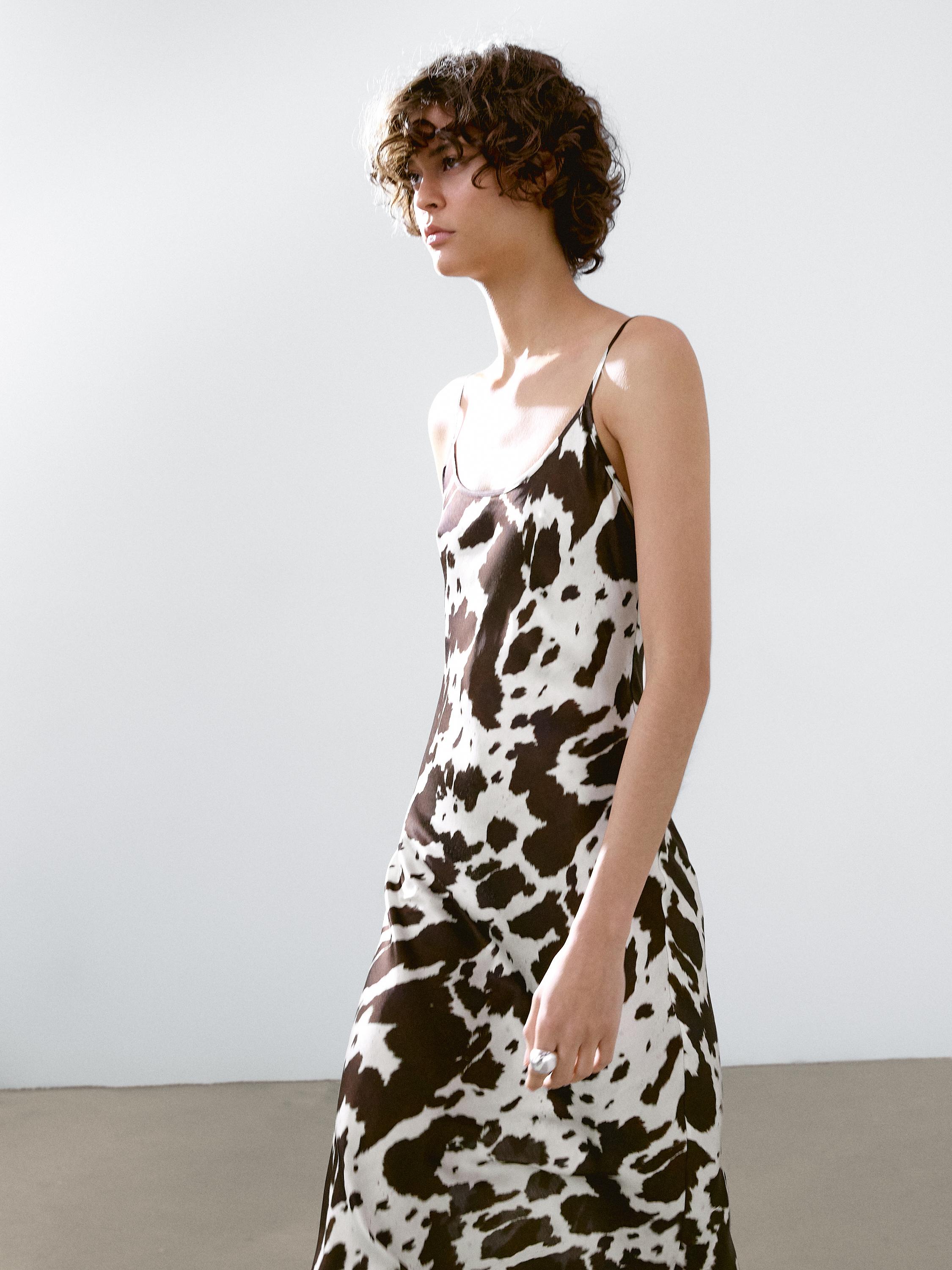 Vestido midi lencero animal print