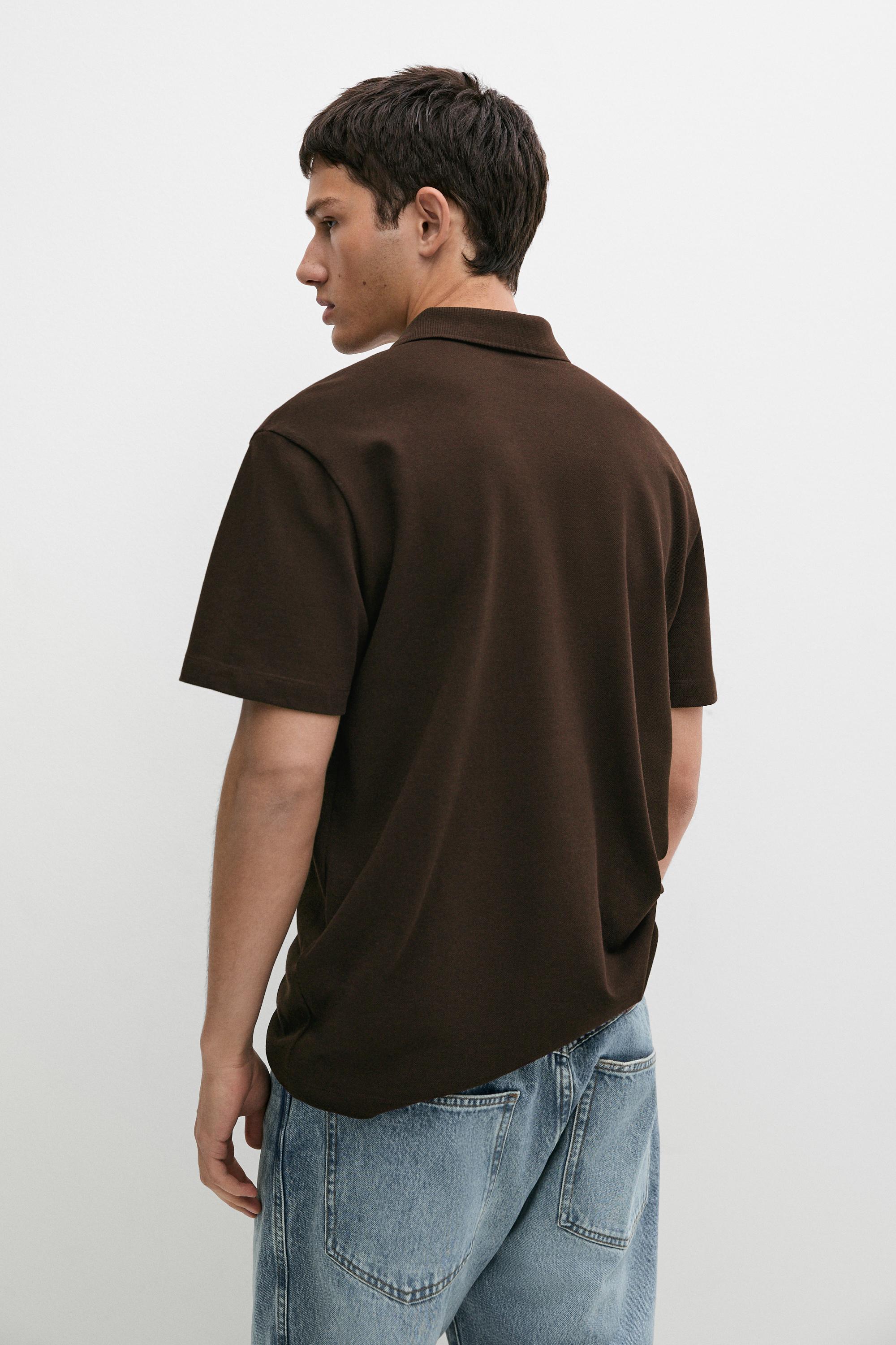 Piqué 100% cotton polo shirt — Chocolate