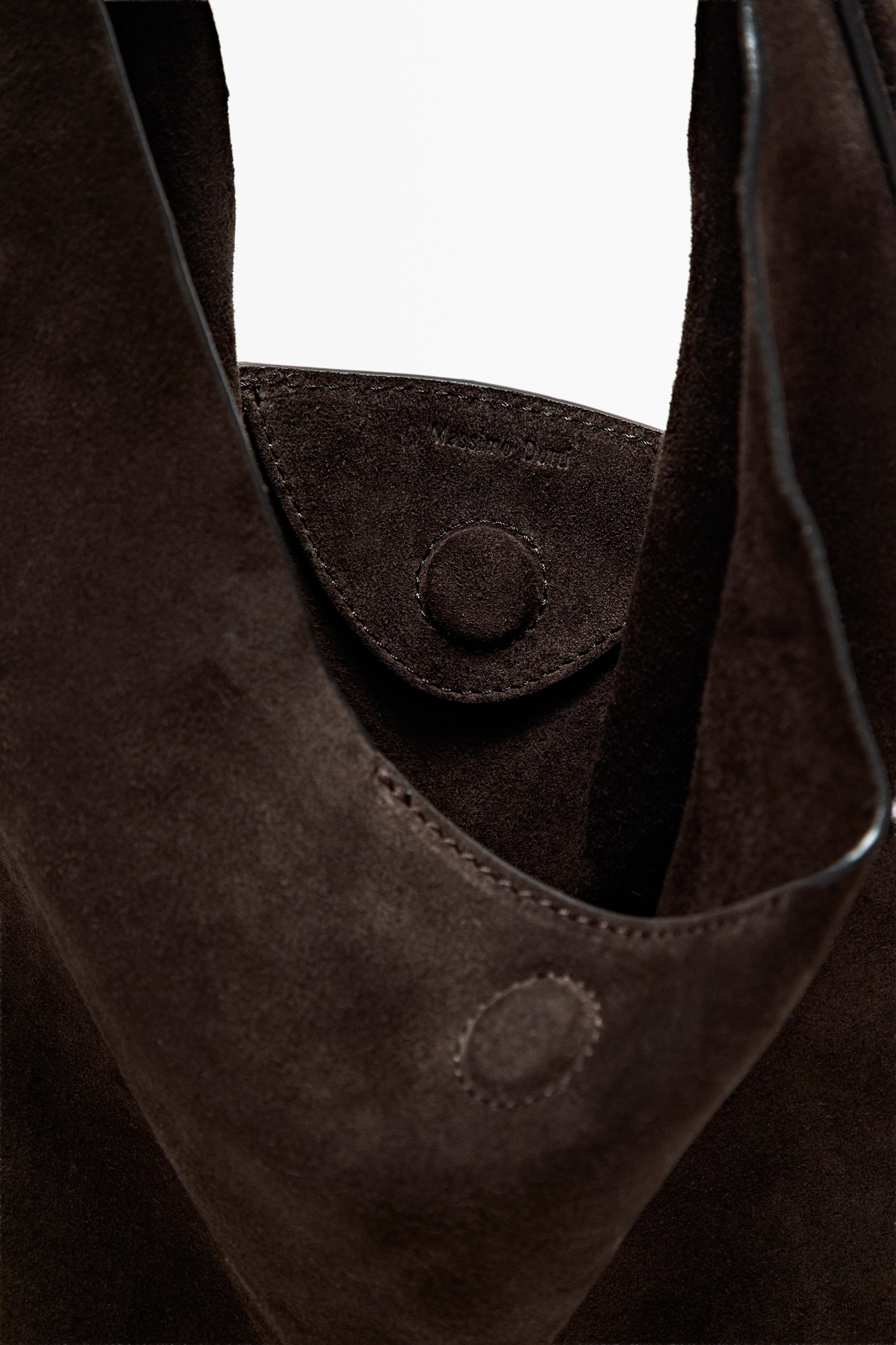 Split suede leather mini bag — Chocolate
