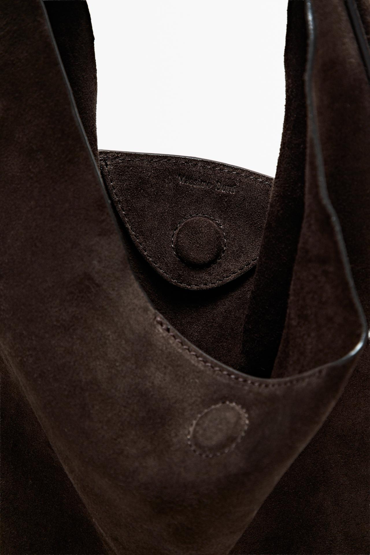 Mini split suede leather bag — Chocolate