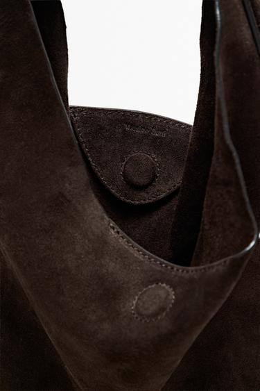 Mini split suede leather bag — Chocolate 7