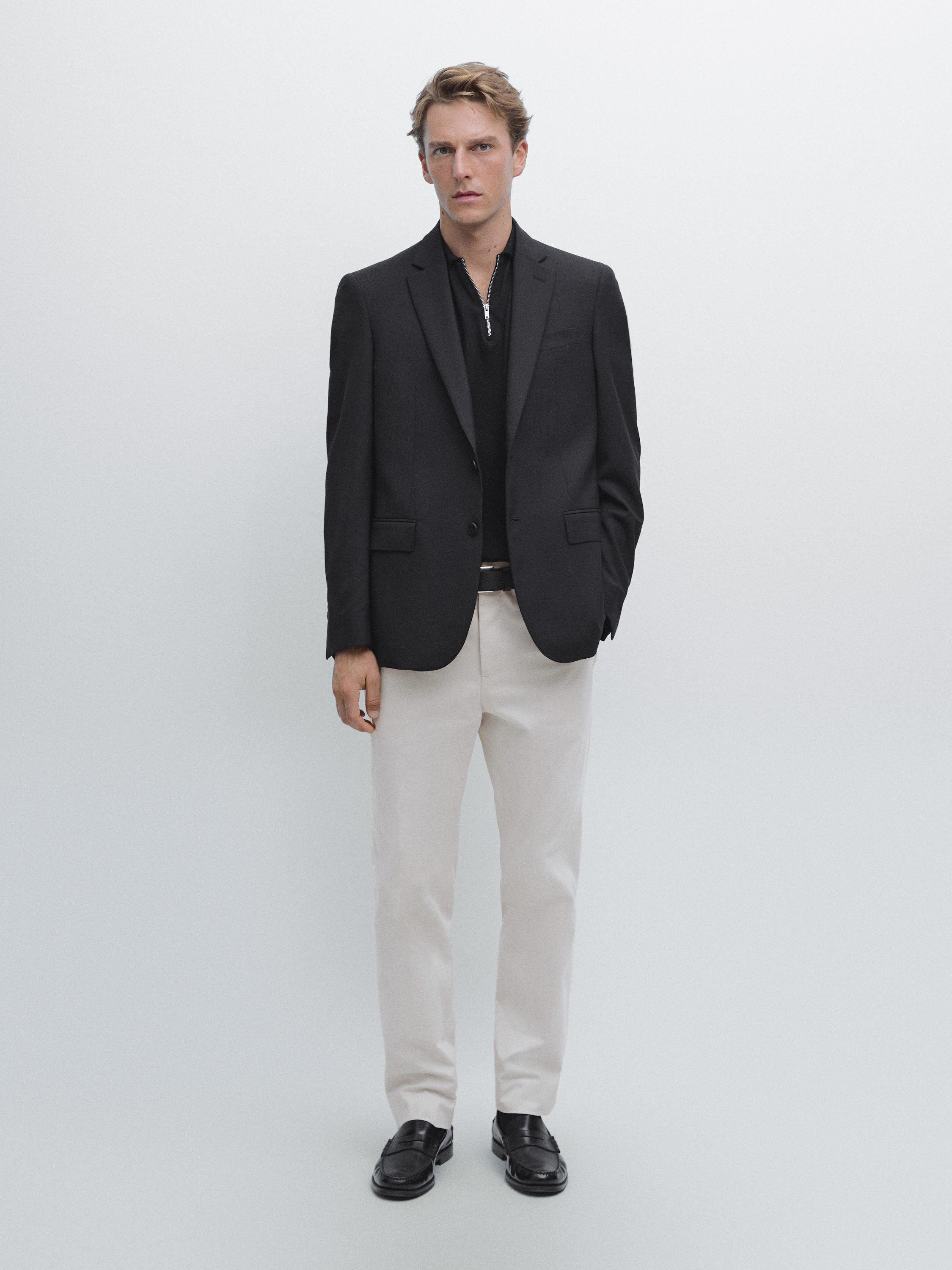 Cotton blend twill trousers