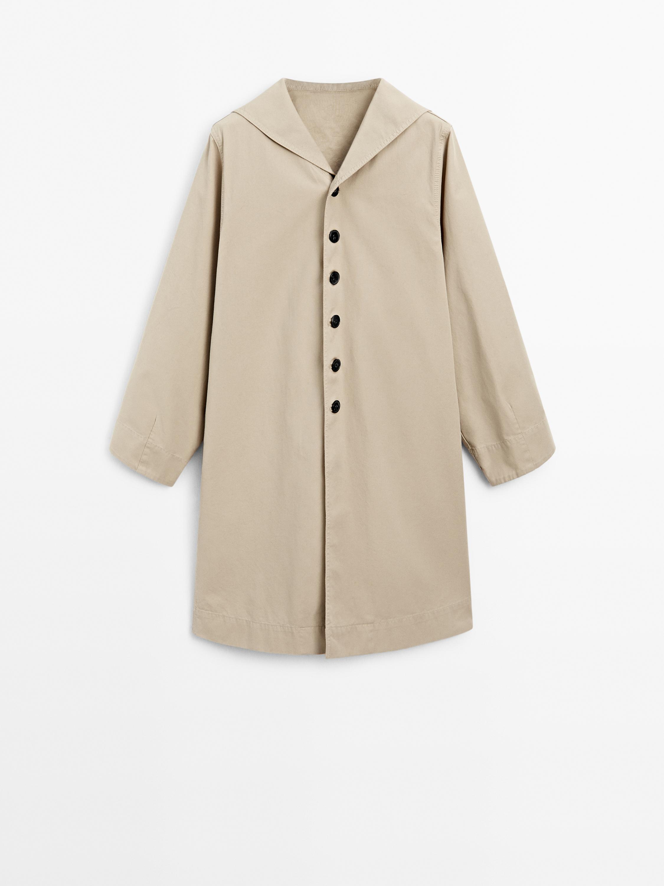 100% cotton sailor collar trench coat