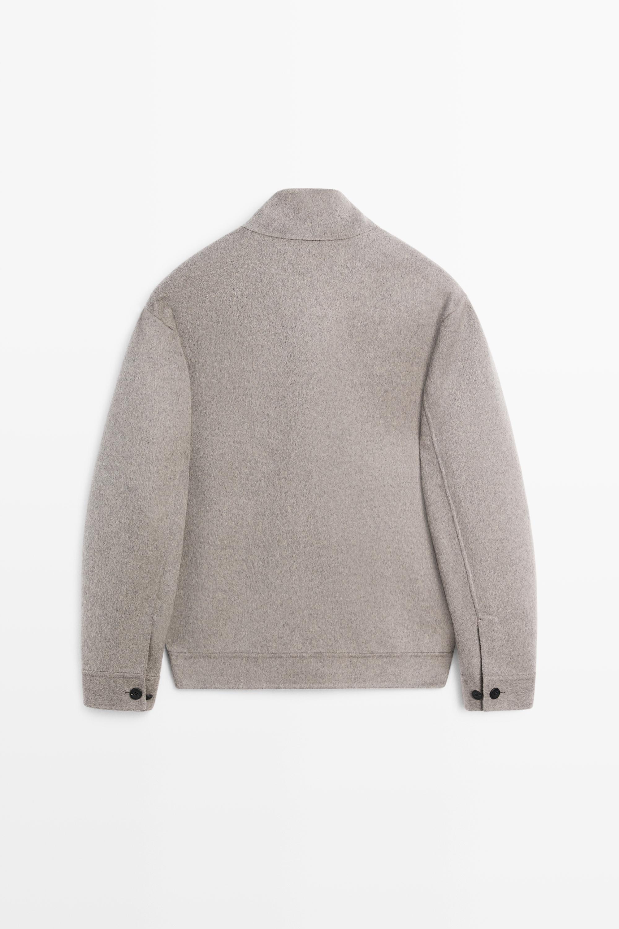 Wool blend high neck double fabric jacket — MINK