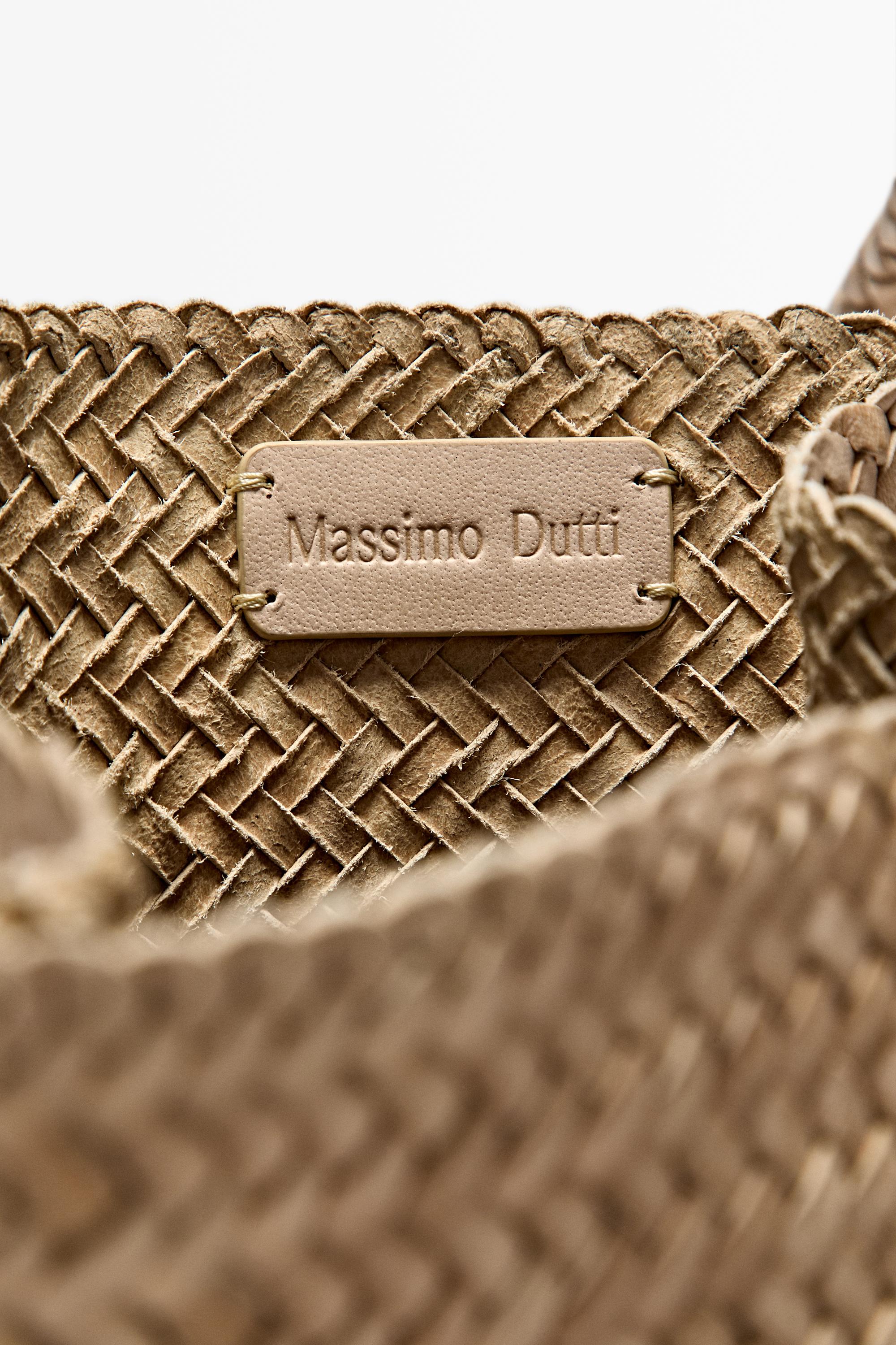 Nappa leather woven bucket bag — CREAM