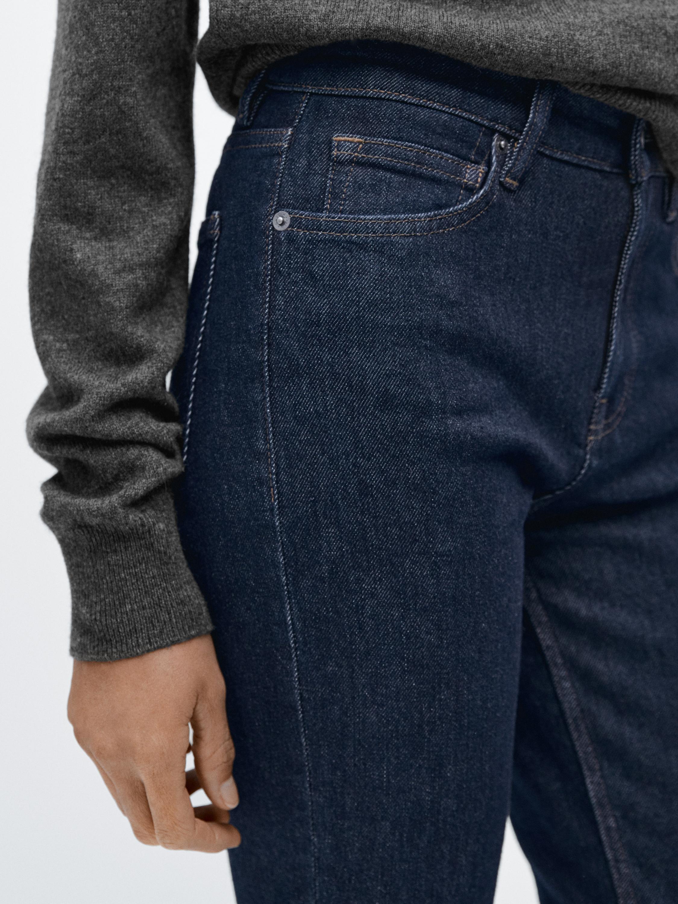 Mid-rise cropped slim fit jeans — DARK BLUE