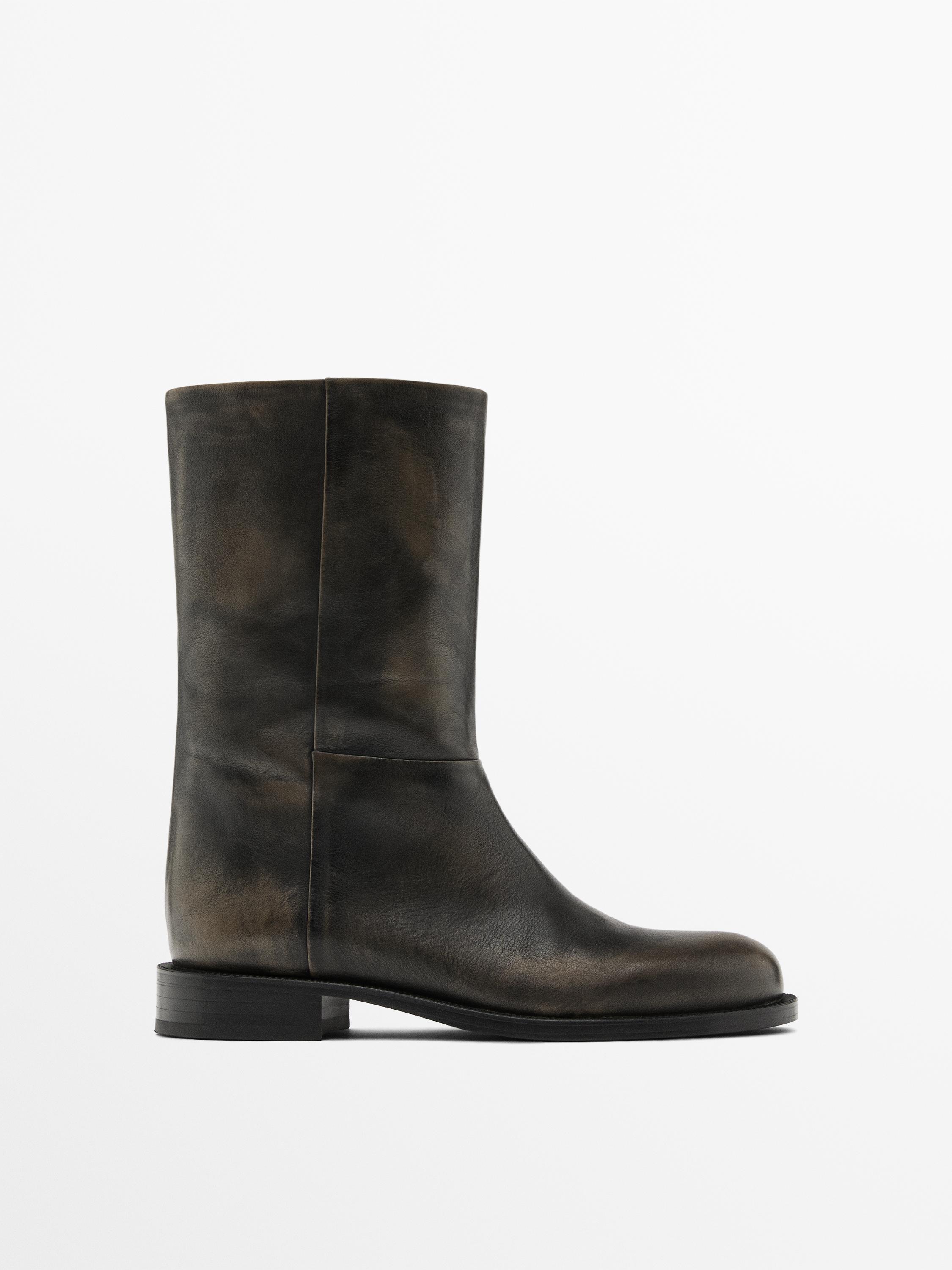 Bottines en cuir brossées