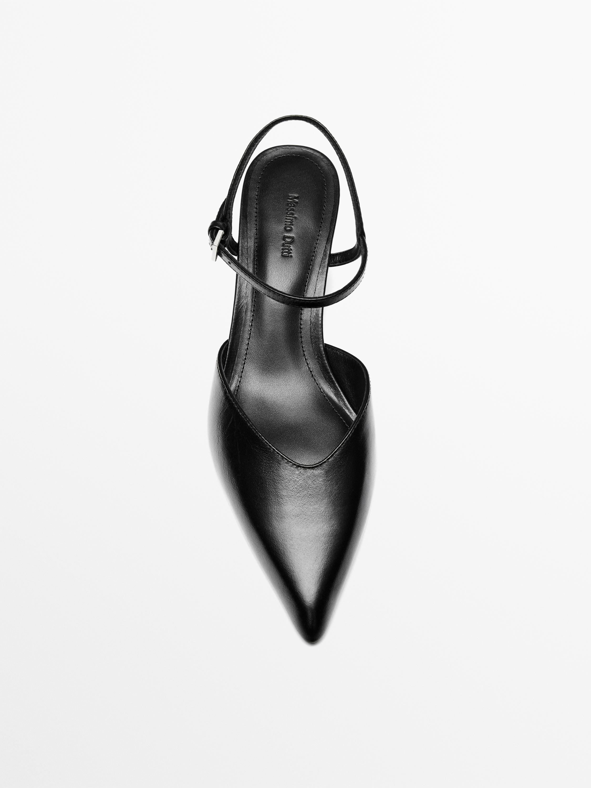 High-heel slingback shoes — BLACK