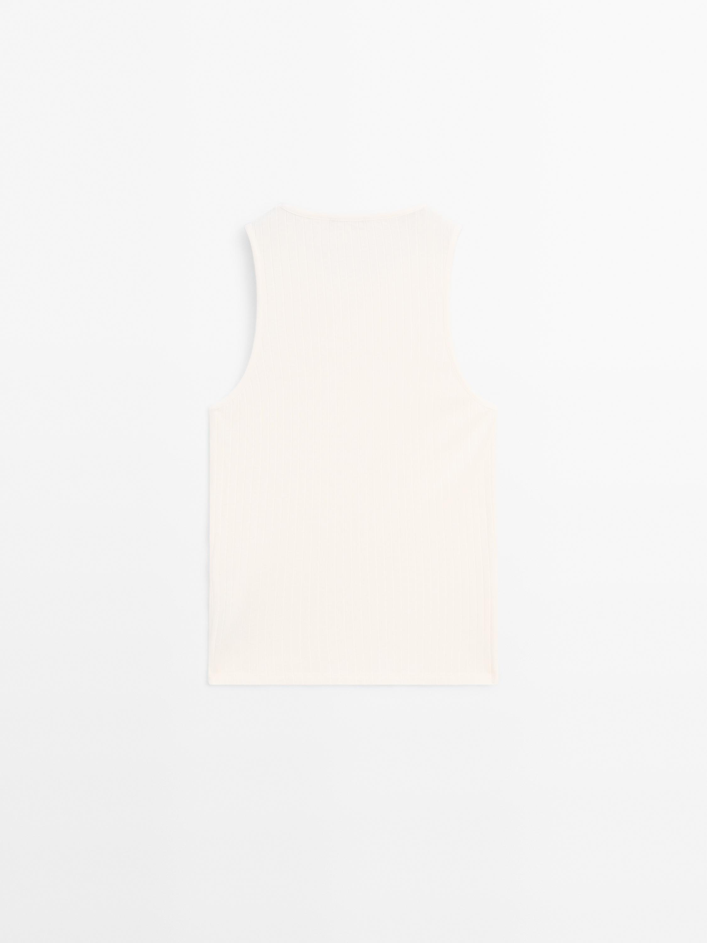 Ribbed knit halter neck top