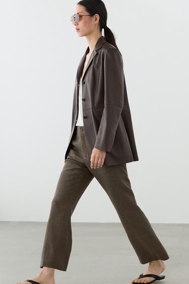 Kick flare cropped linen trousers — GREEN MARL 9