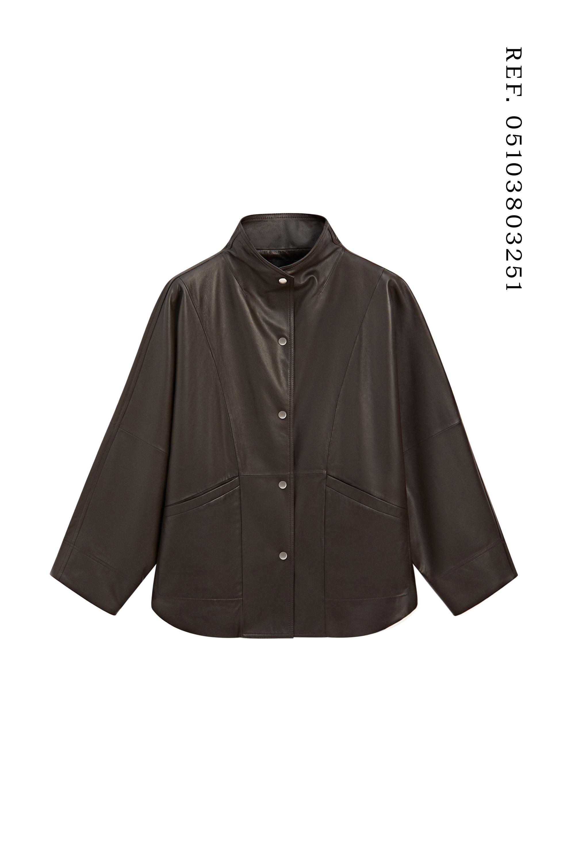 Nappa leather cape jacket — BROWN