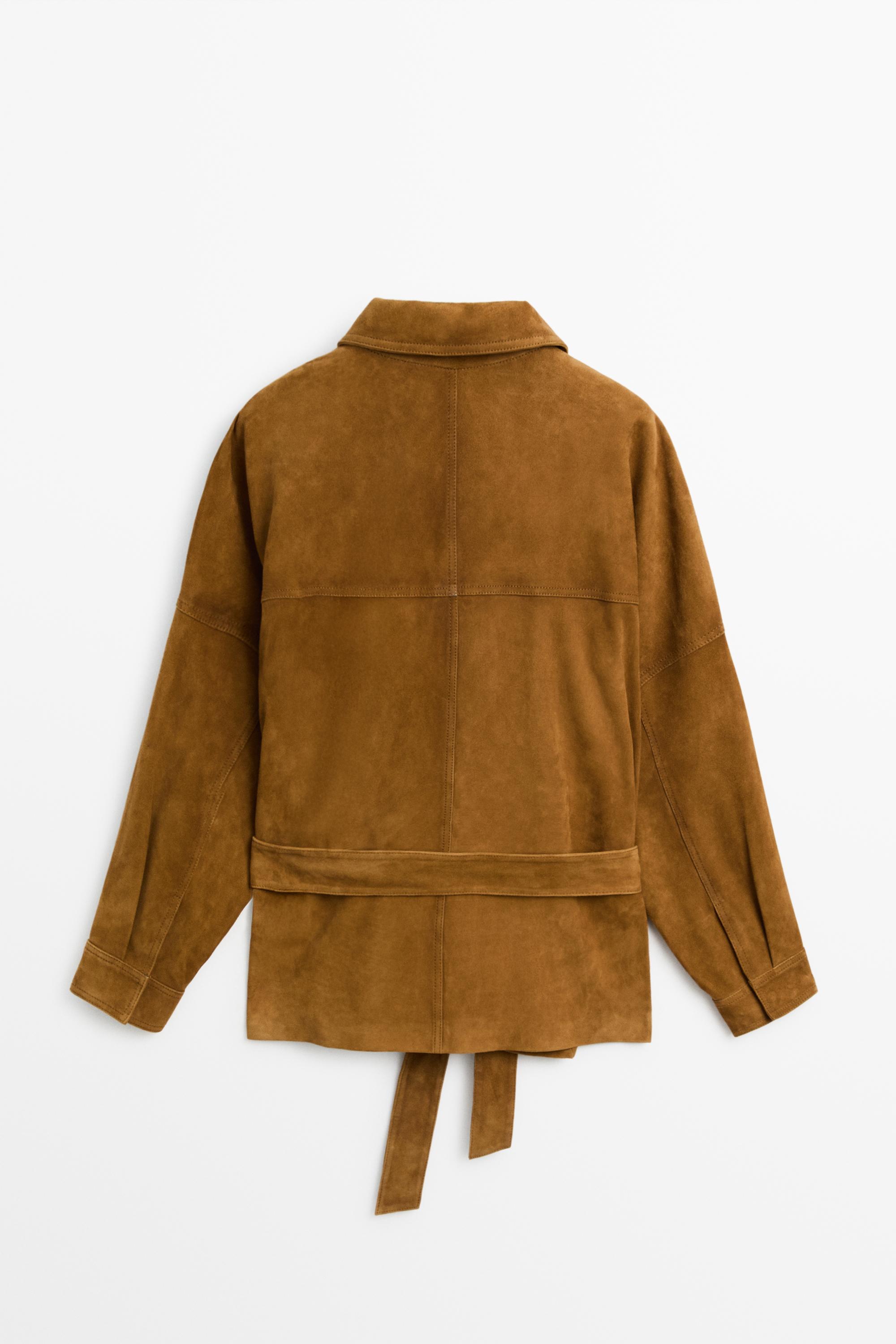 Suede leather jacket — DARK CAMEL