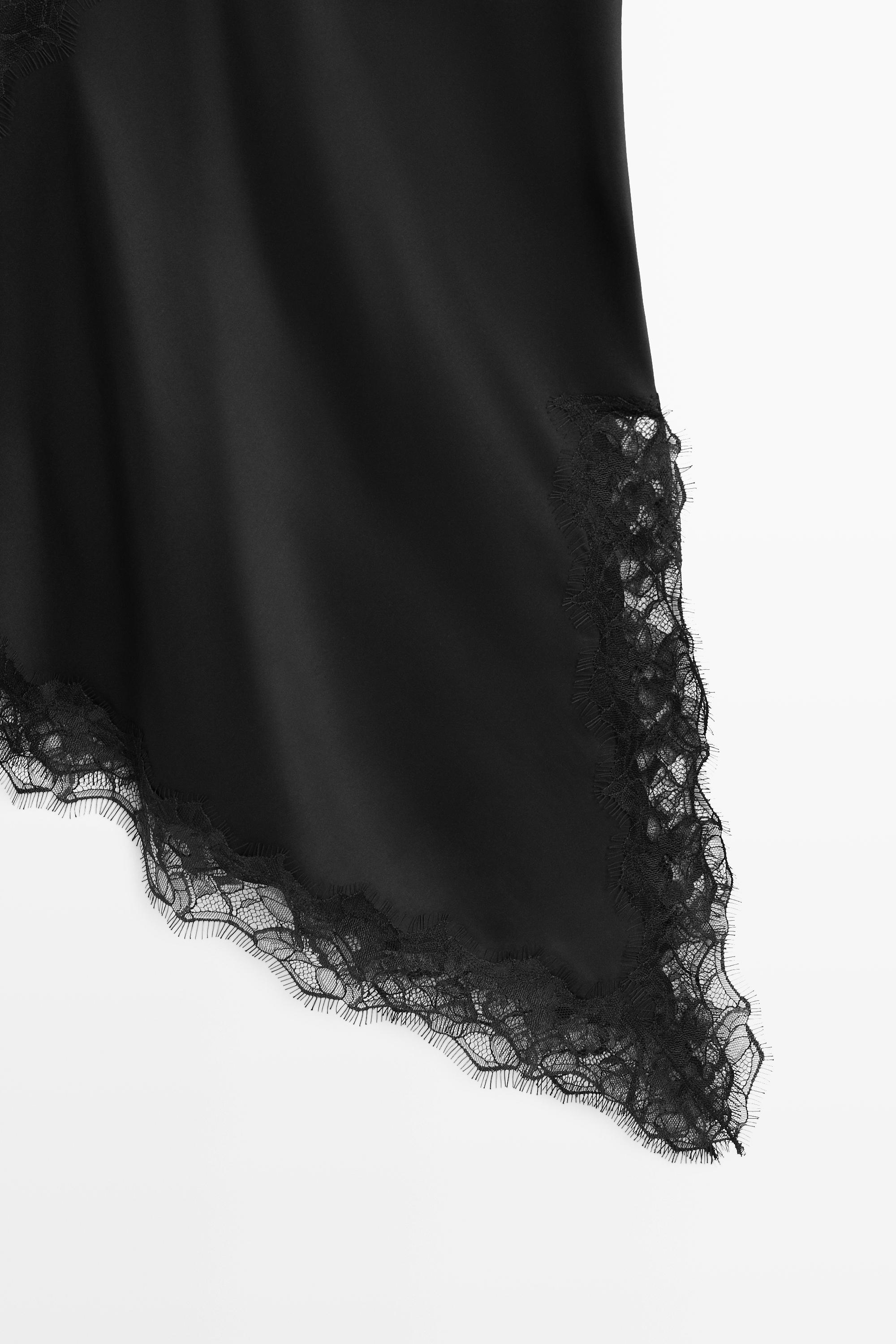 Asymmetric thin strap camisole top — BLACK