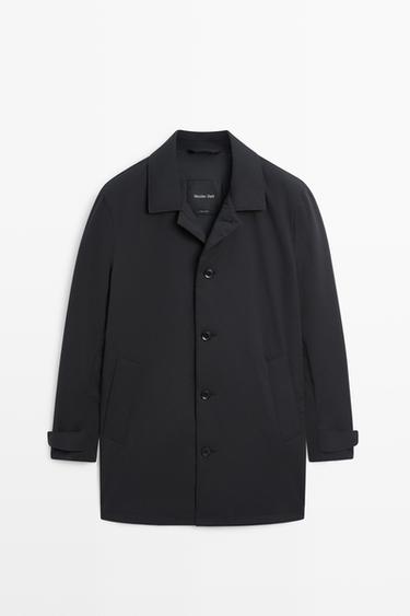 Long collar detail trench coat — DARK NAVY 2