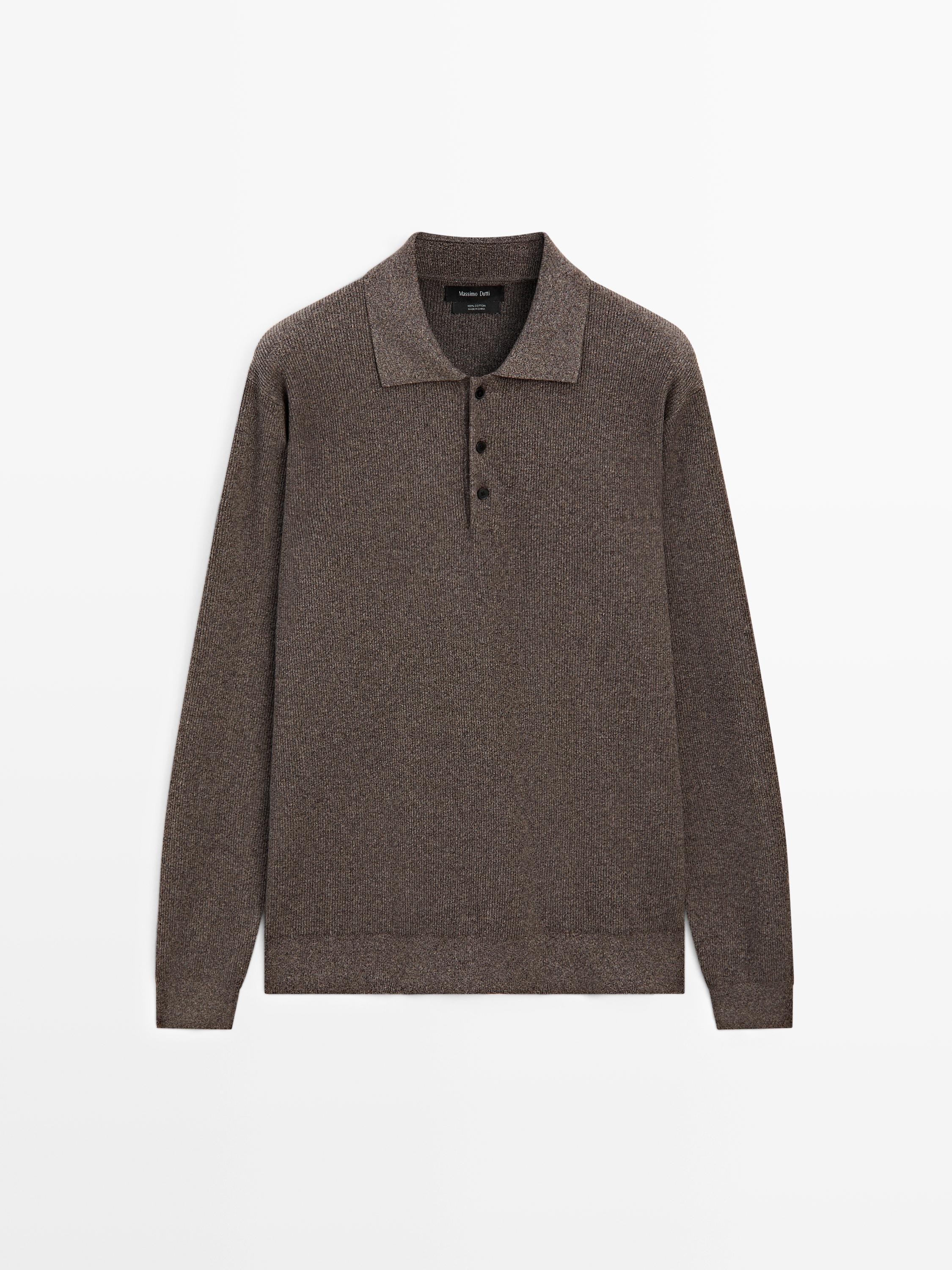 Pull polo en maille de coton à boutons