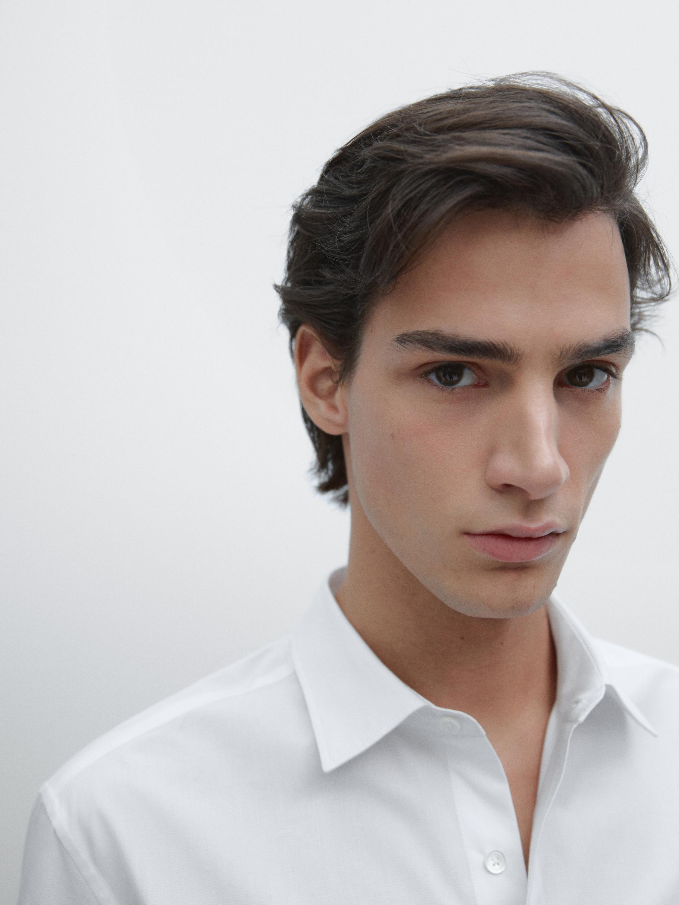Regular fit textured shirt with small check print