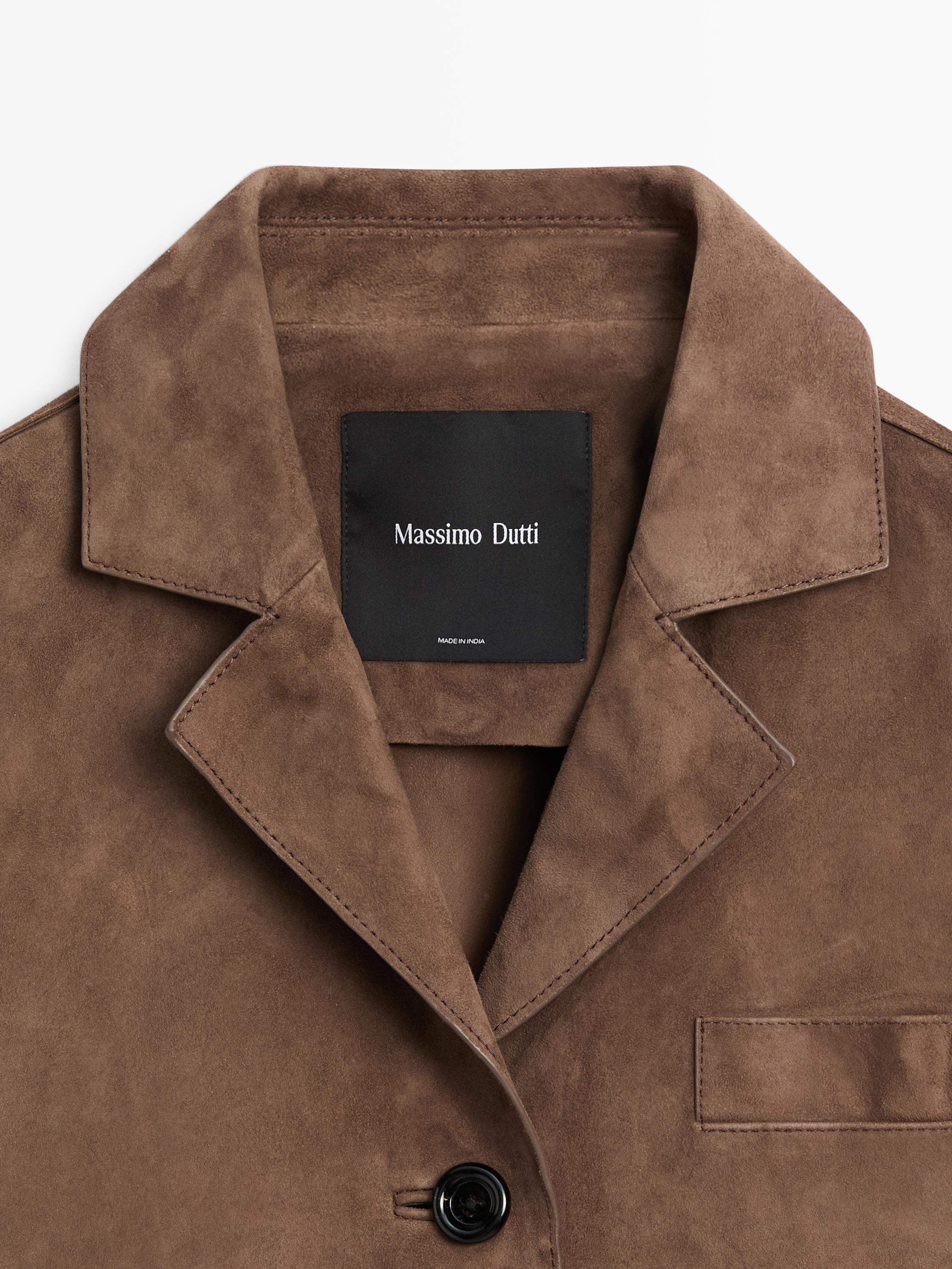 Flowing suede leather jacket — MOLE BROWN