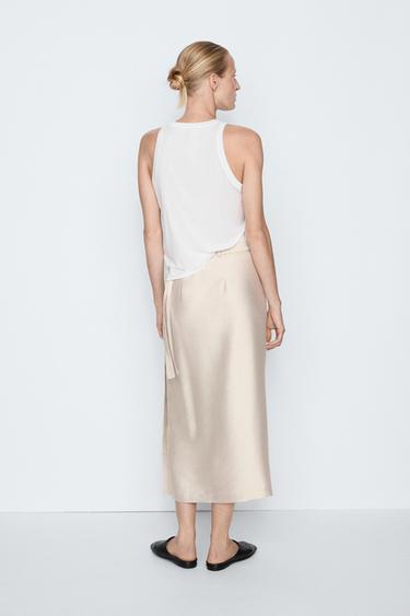 Silk blend sleeveless top - STUDIO — CREAM 3