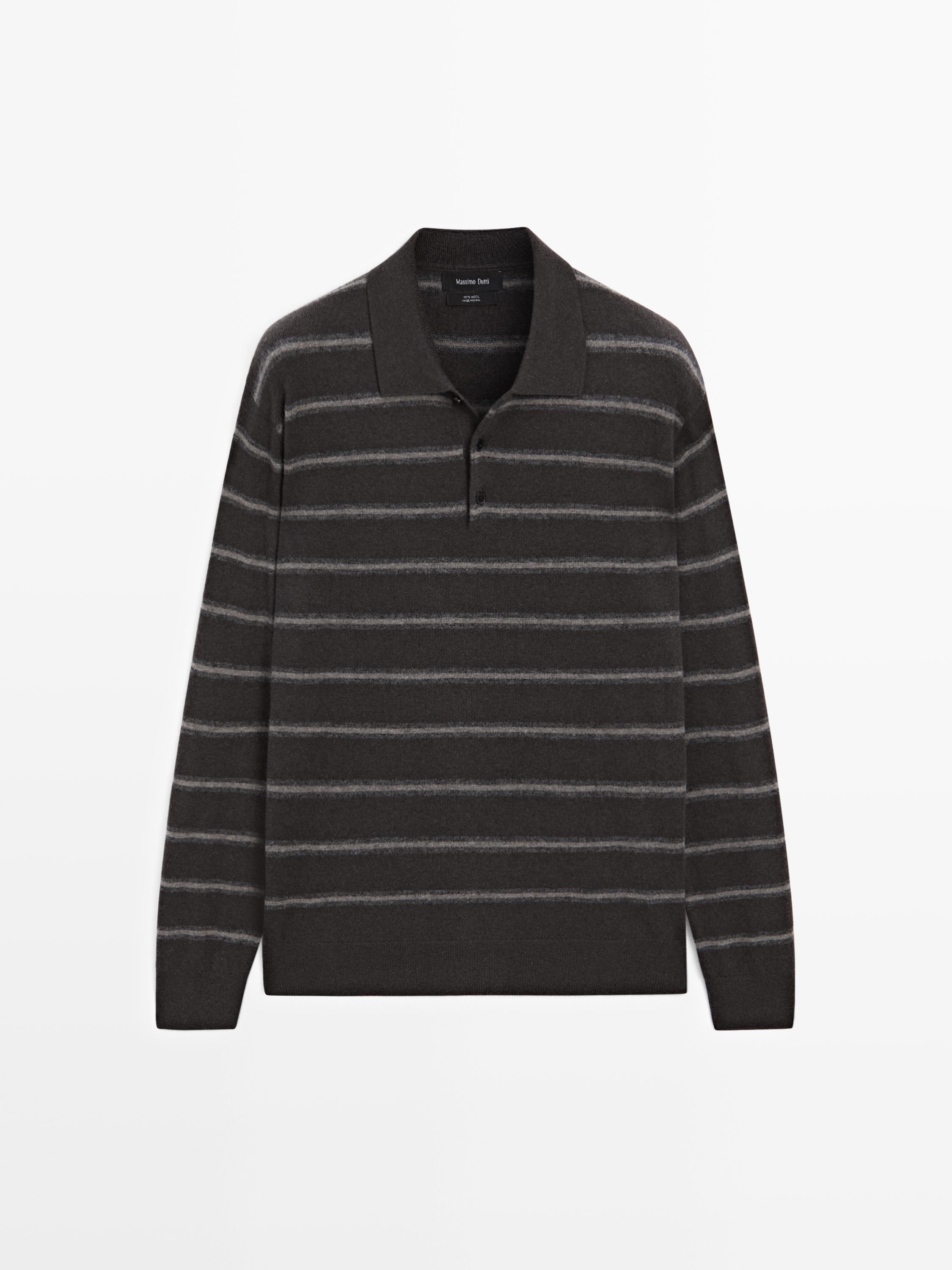 Striped knit polo sweater
