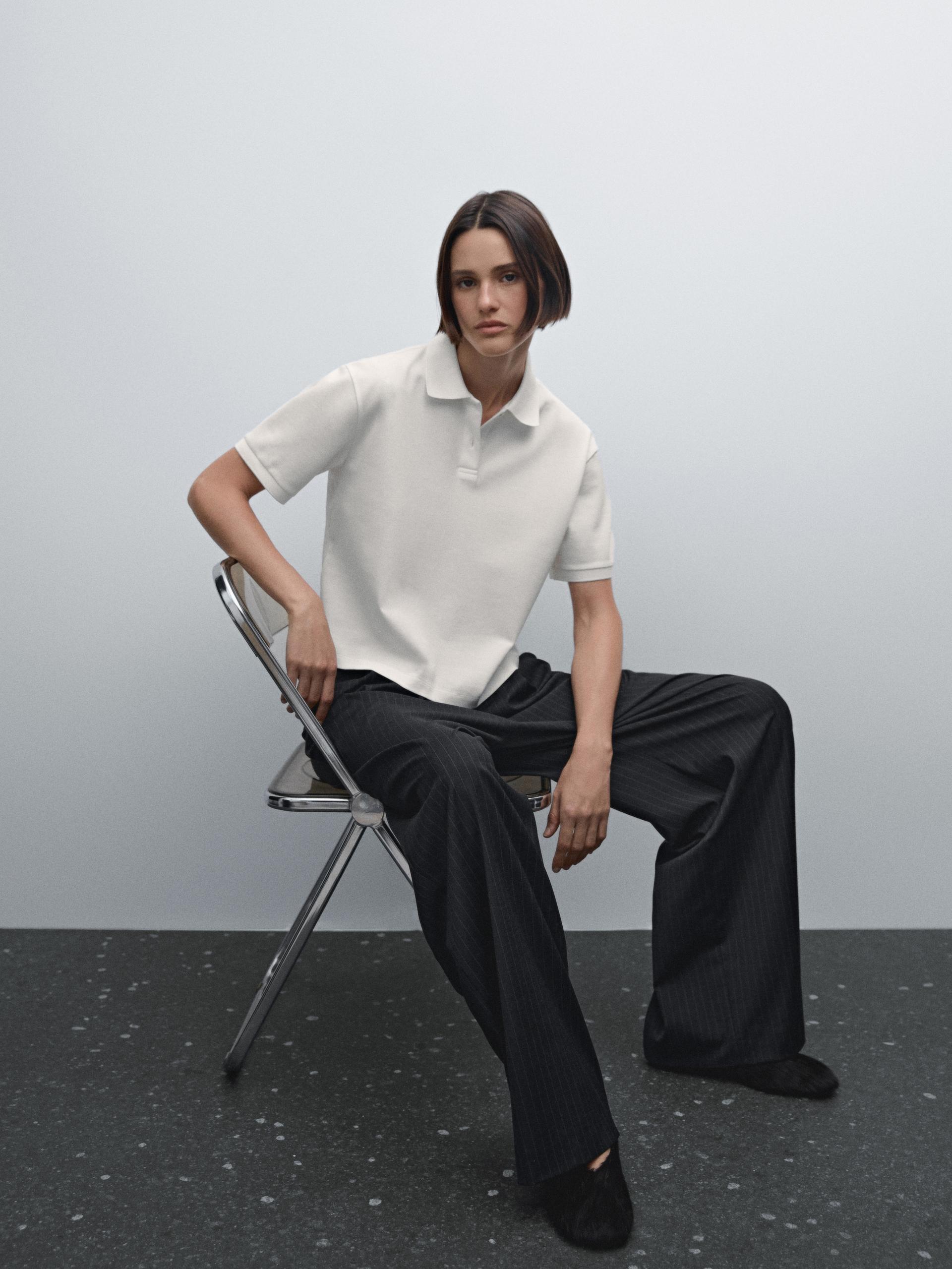 Polo In Maglia Piqué Di Cotone Mercerizzato - Ecru - Xs - Massimo Dutti - Femminile