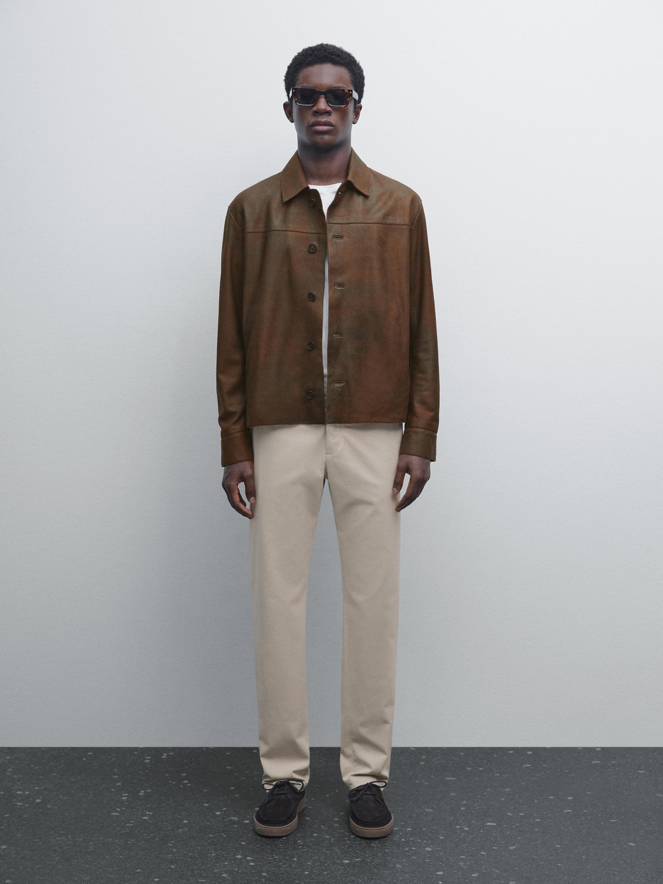 Slim fit textured trousers