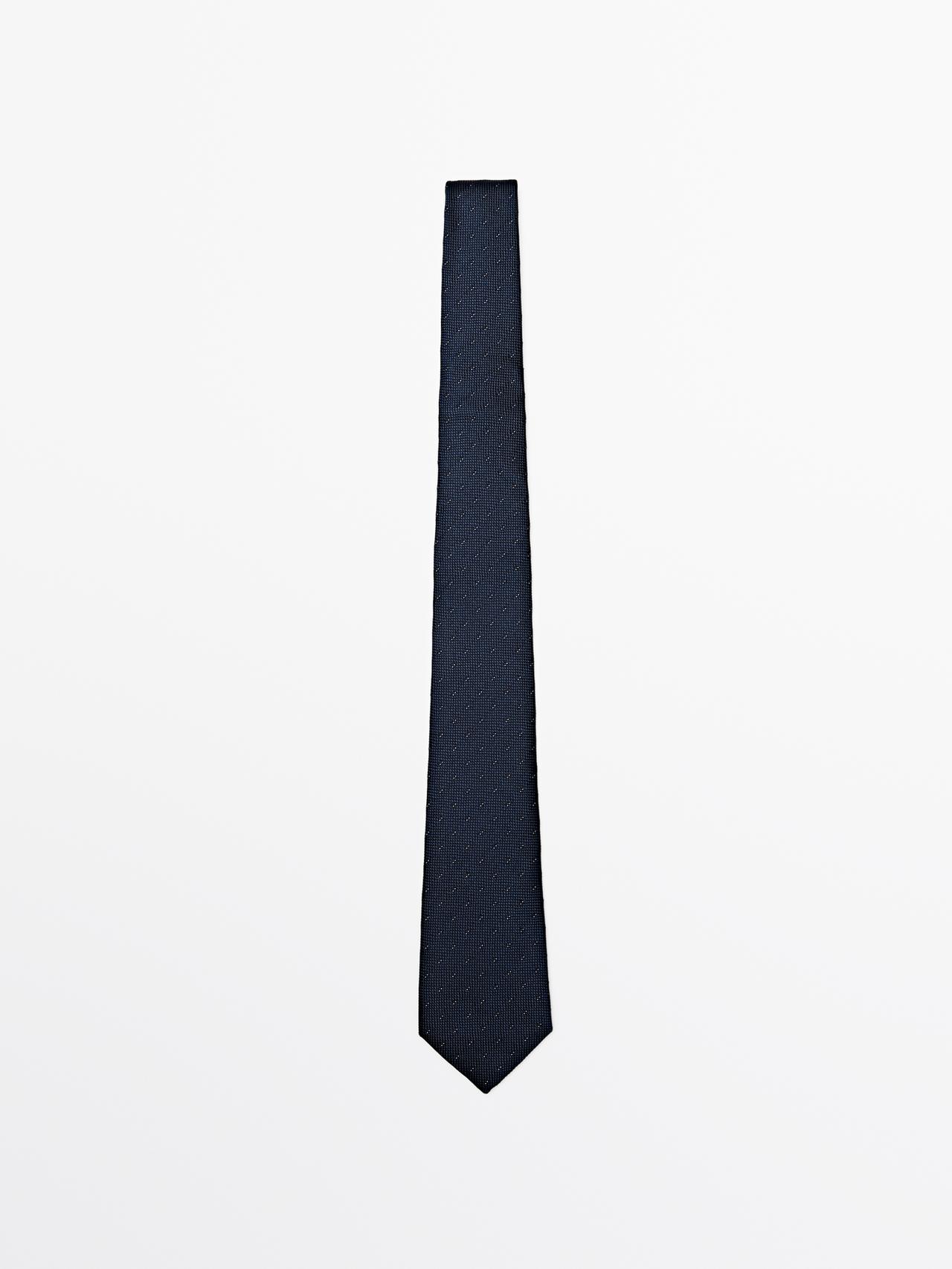 Gravata Estrutura 100% Seda - Azul-Marinho - 01 - Massimo Dutti - Homem