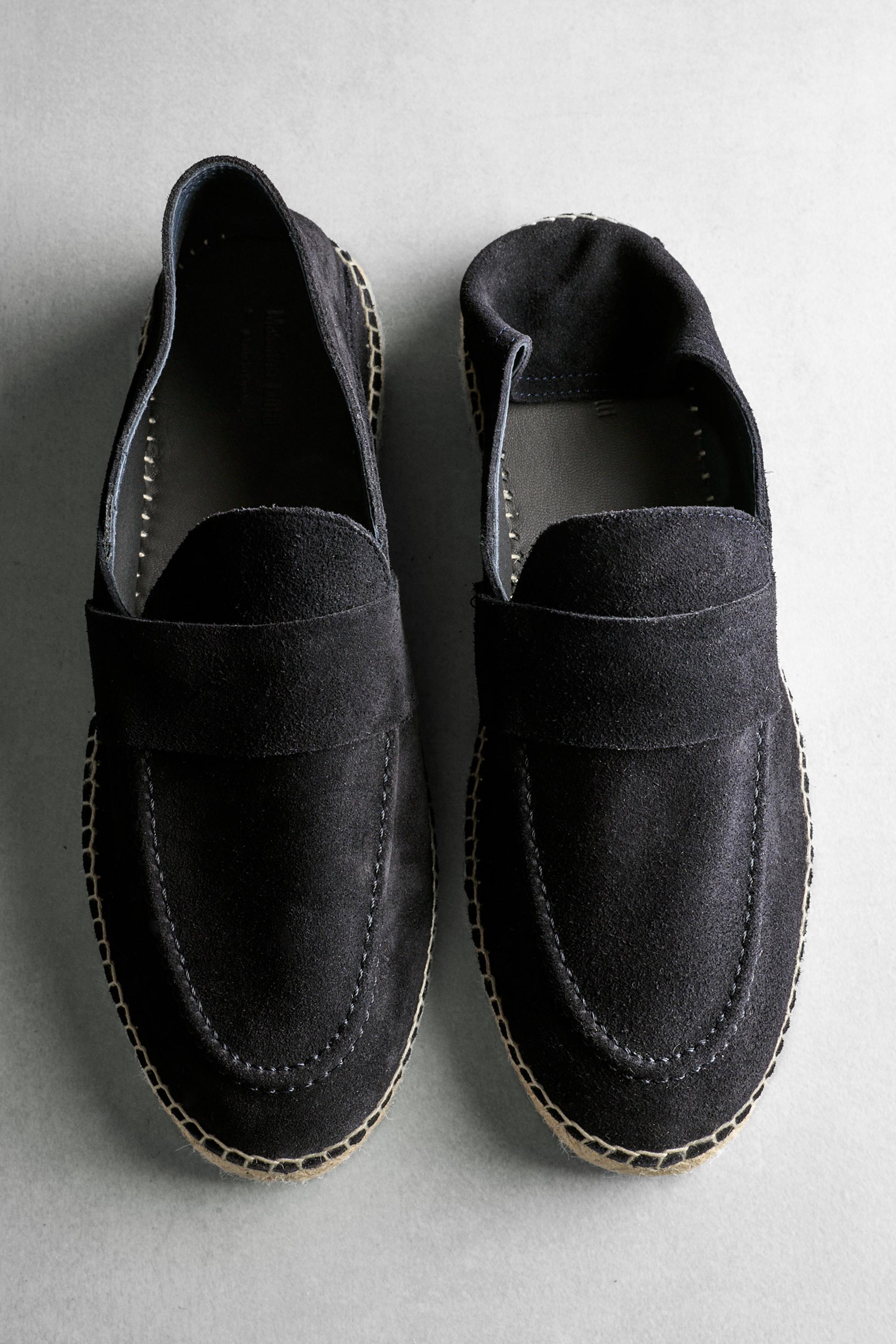 Split suede leather espadrille with piece — Dark blue