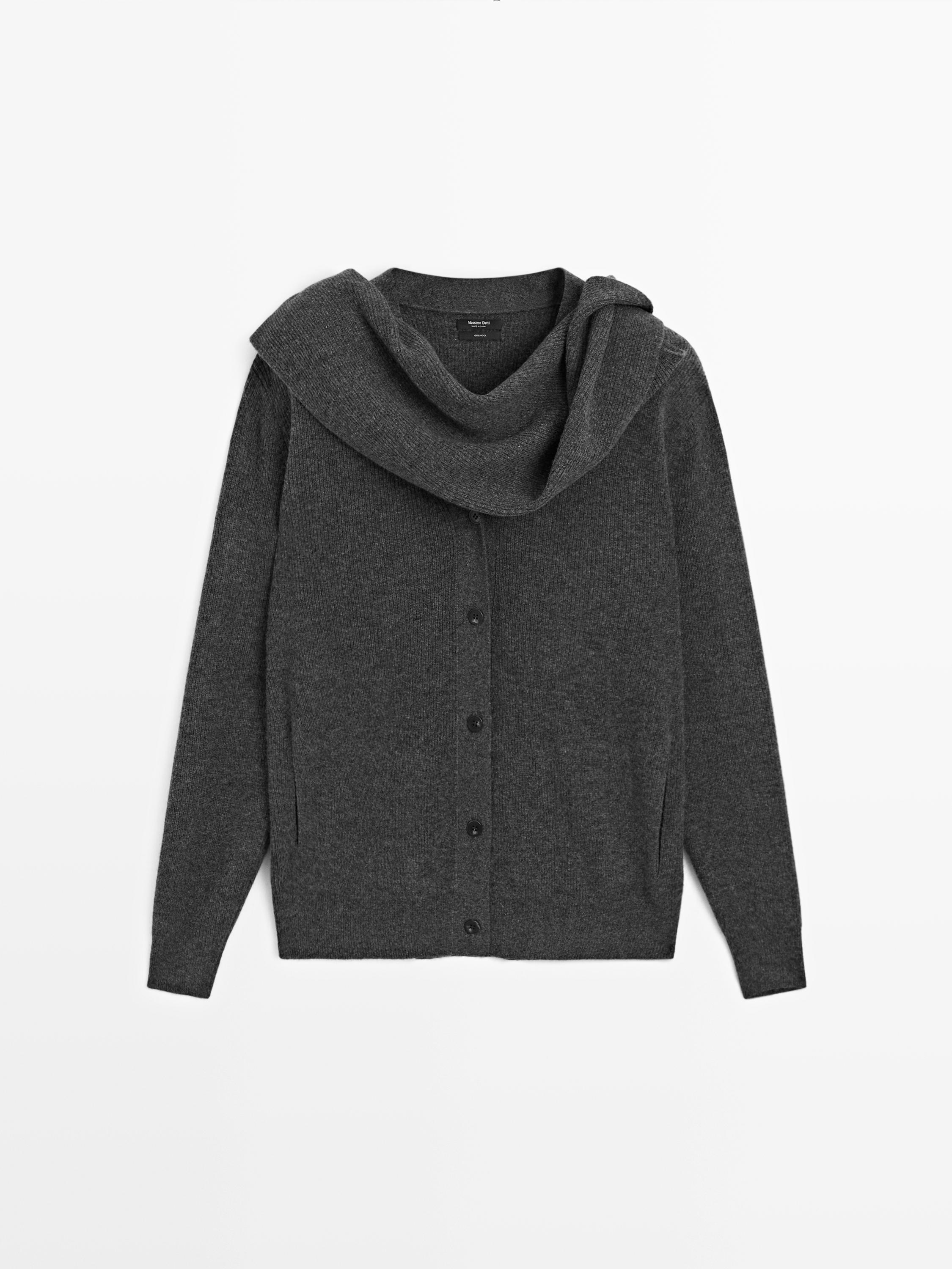 Cardigan avec écharpe 100 % laine