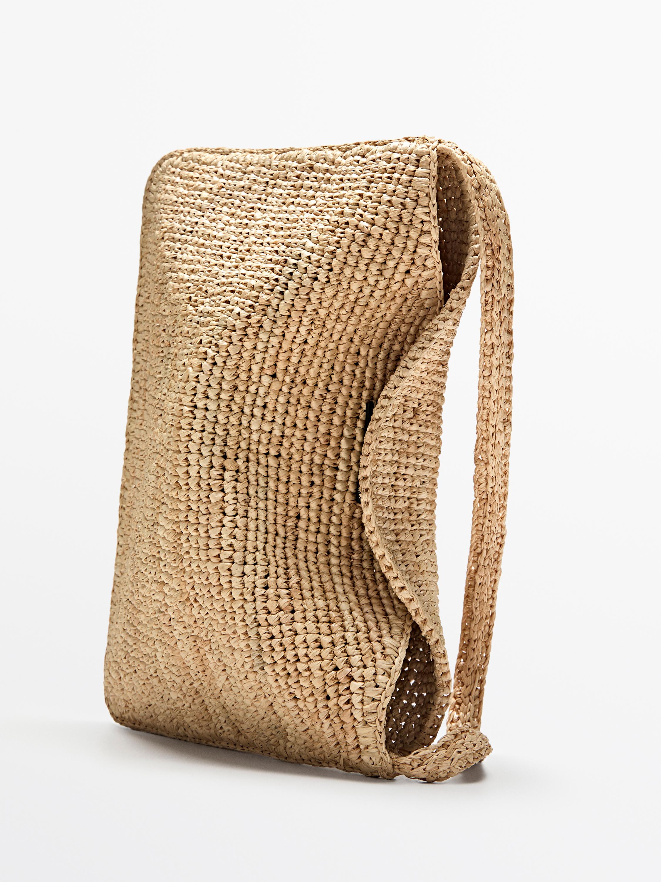 Small raffia shoulder bag — BEIGE