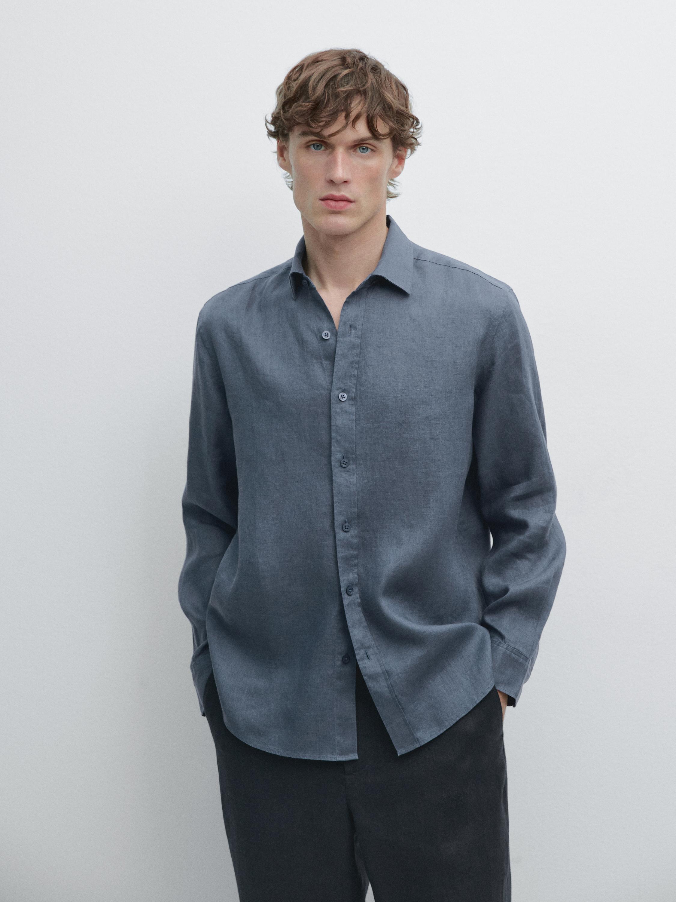 Slim fit 100% linen shirt