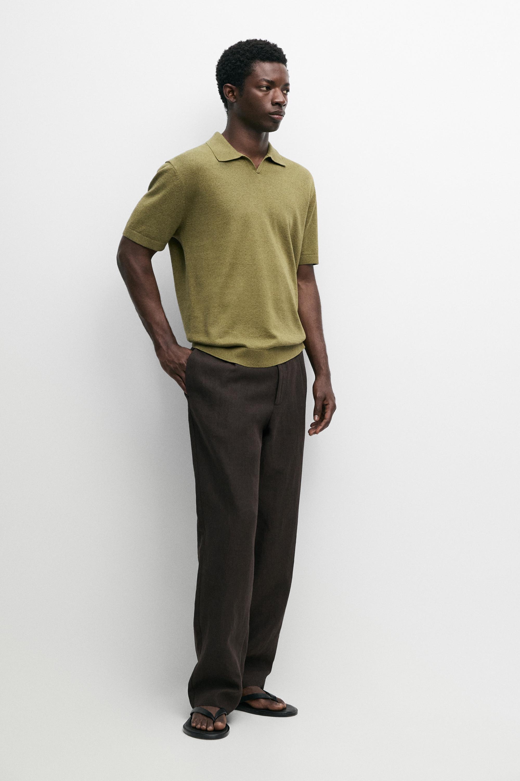 Maglia a polo in misto lino