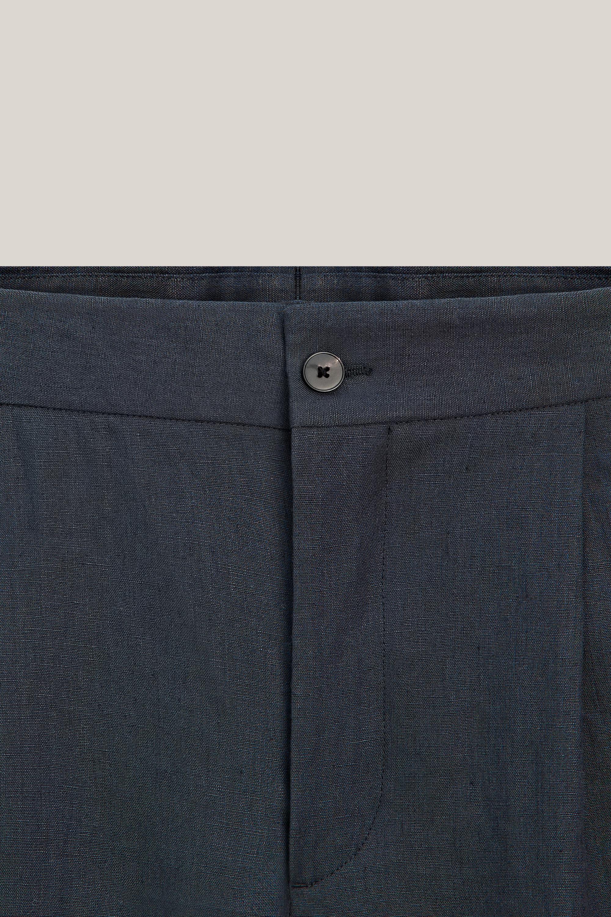 Total look darted linen Bermuda shorts - LIMITED EDITION — NAVY BLUE