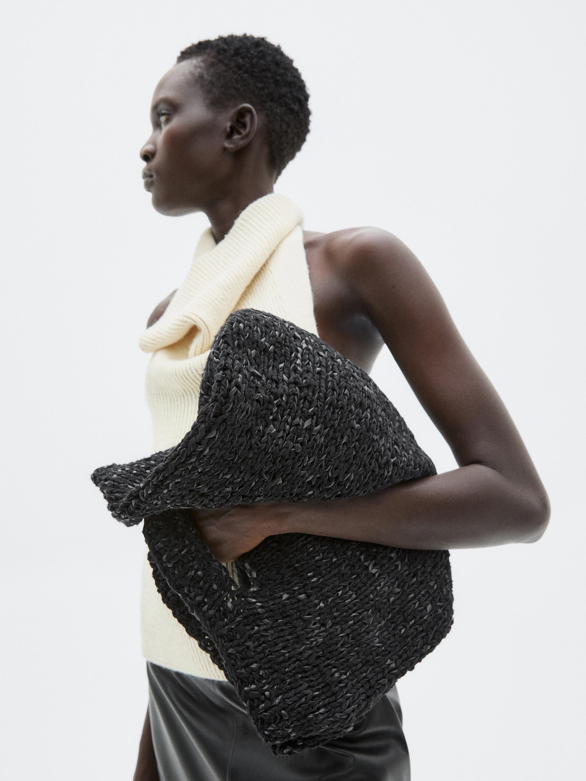 Poltsa handia, larruzkoa, crochet puntuz landua - LIMITED