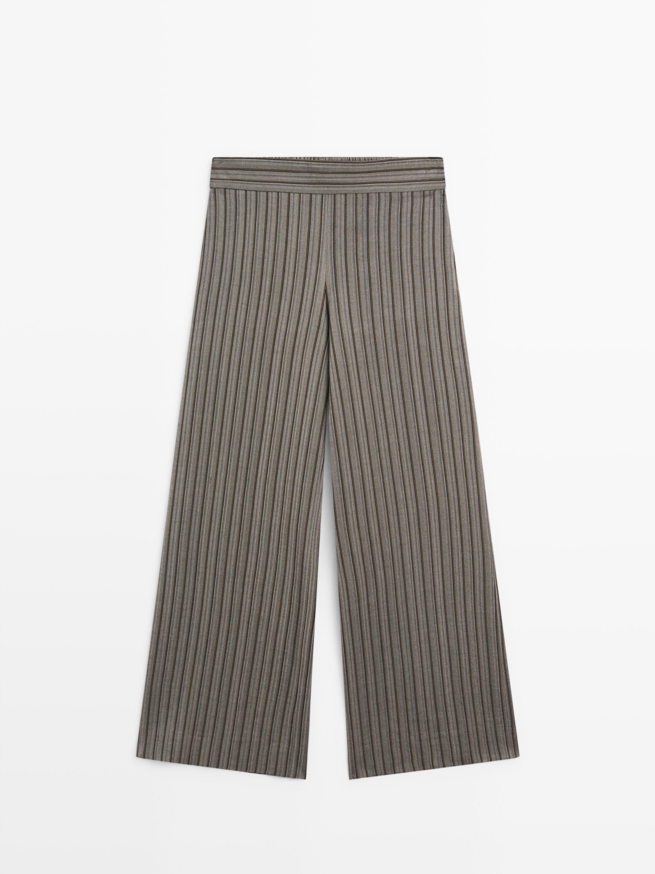 Wide-leg trousers with striped details — GREY