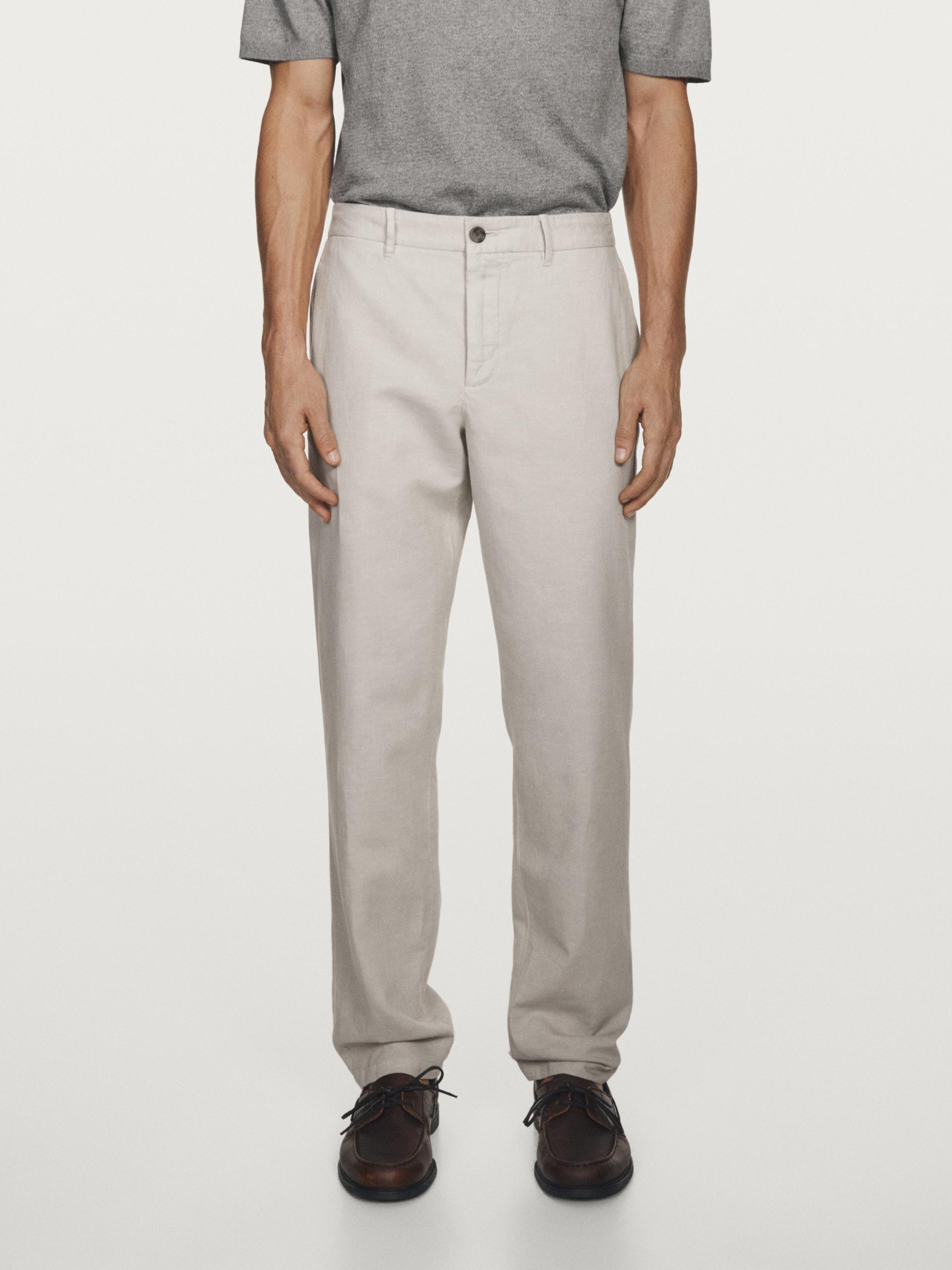 Pantalón tapered fit con lino
