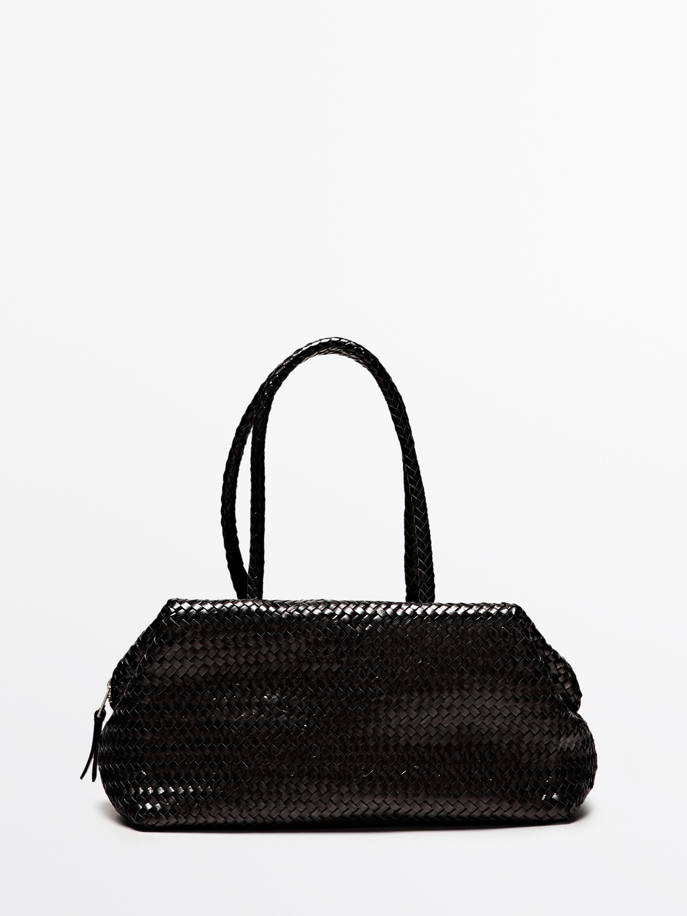 Braided nappa leather satchel bag