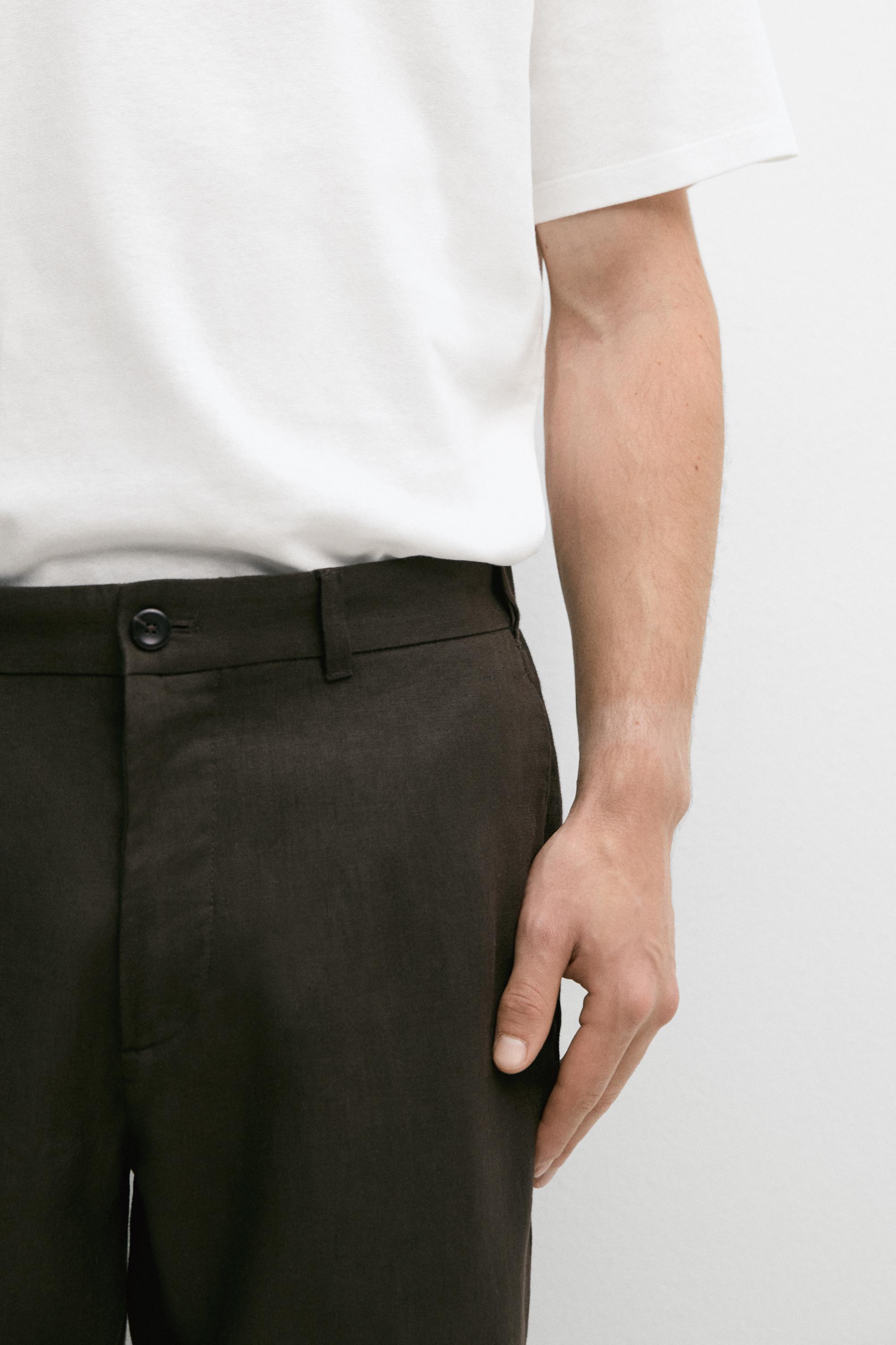 Tapered fit linen pants — GREEN