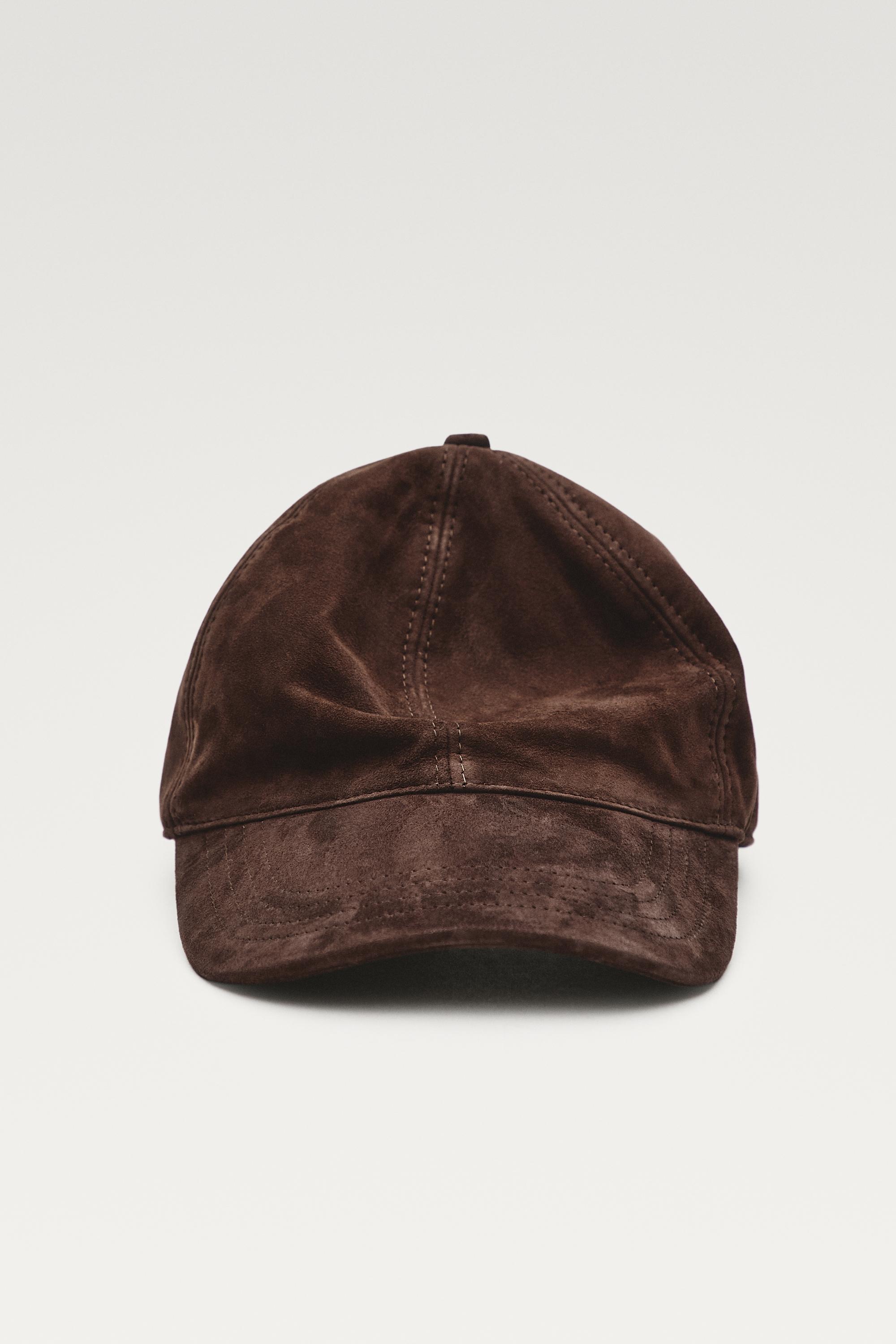 Suede leather cap — Caramel