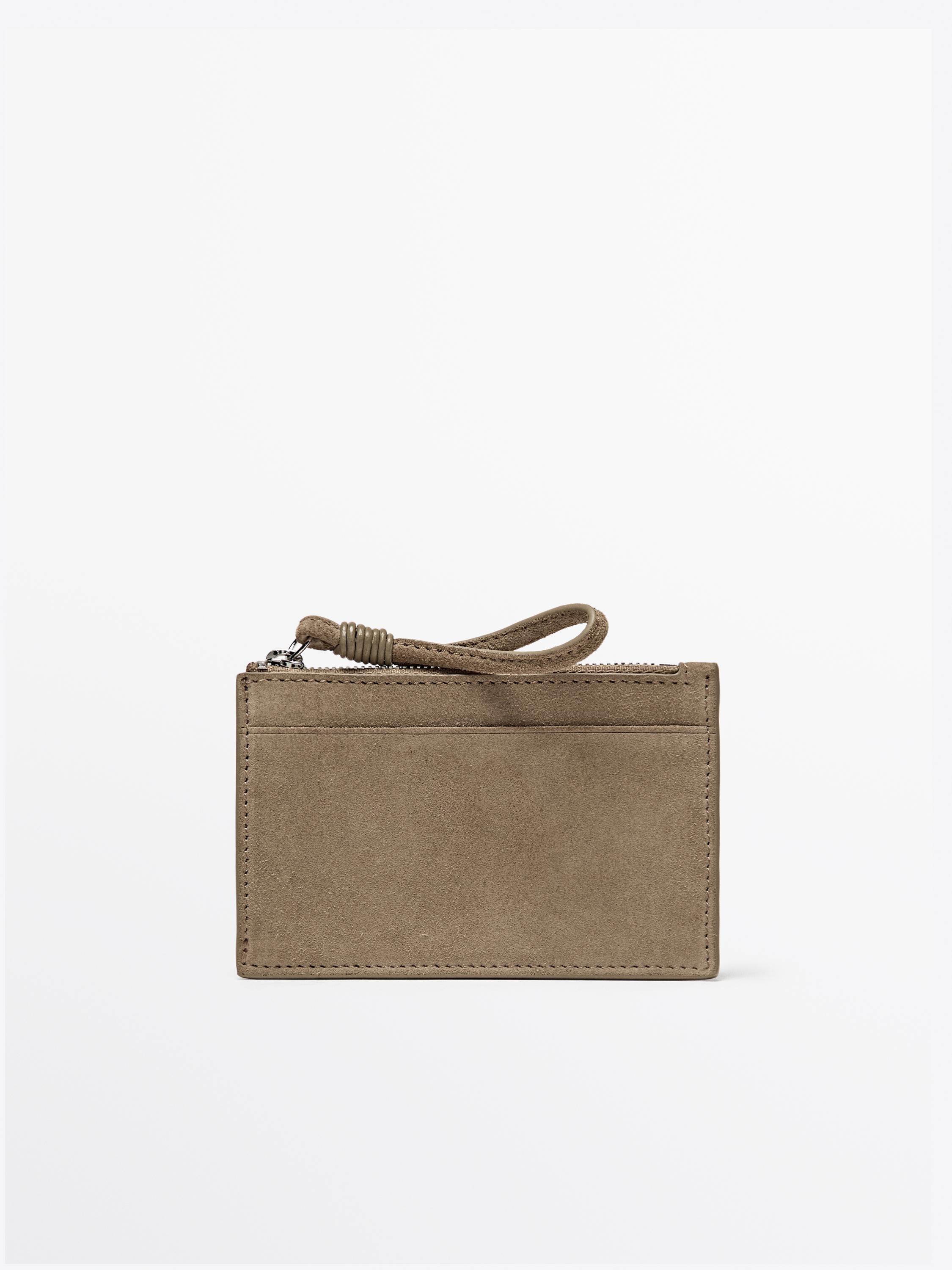 Small split suede leather wallet