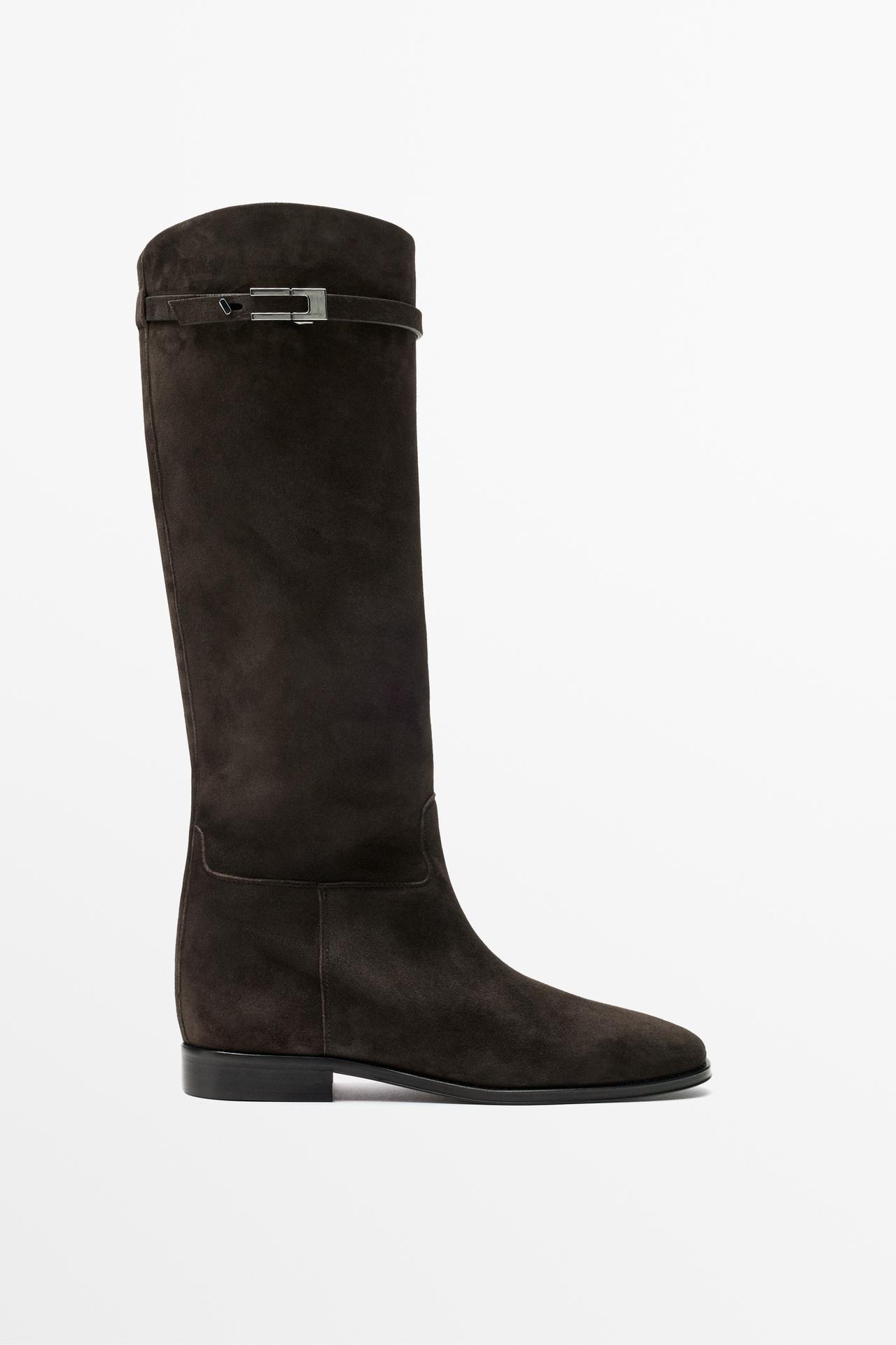Soft suede flat boots - Made in Spain — BROWN