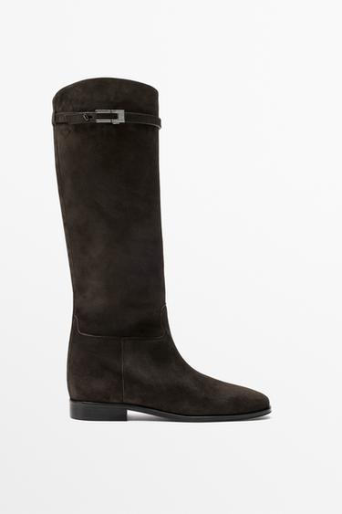 Soft suede flat boots - Made in Spain — BROWN 1