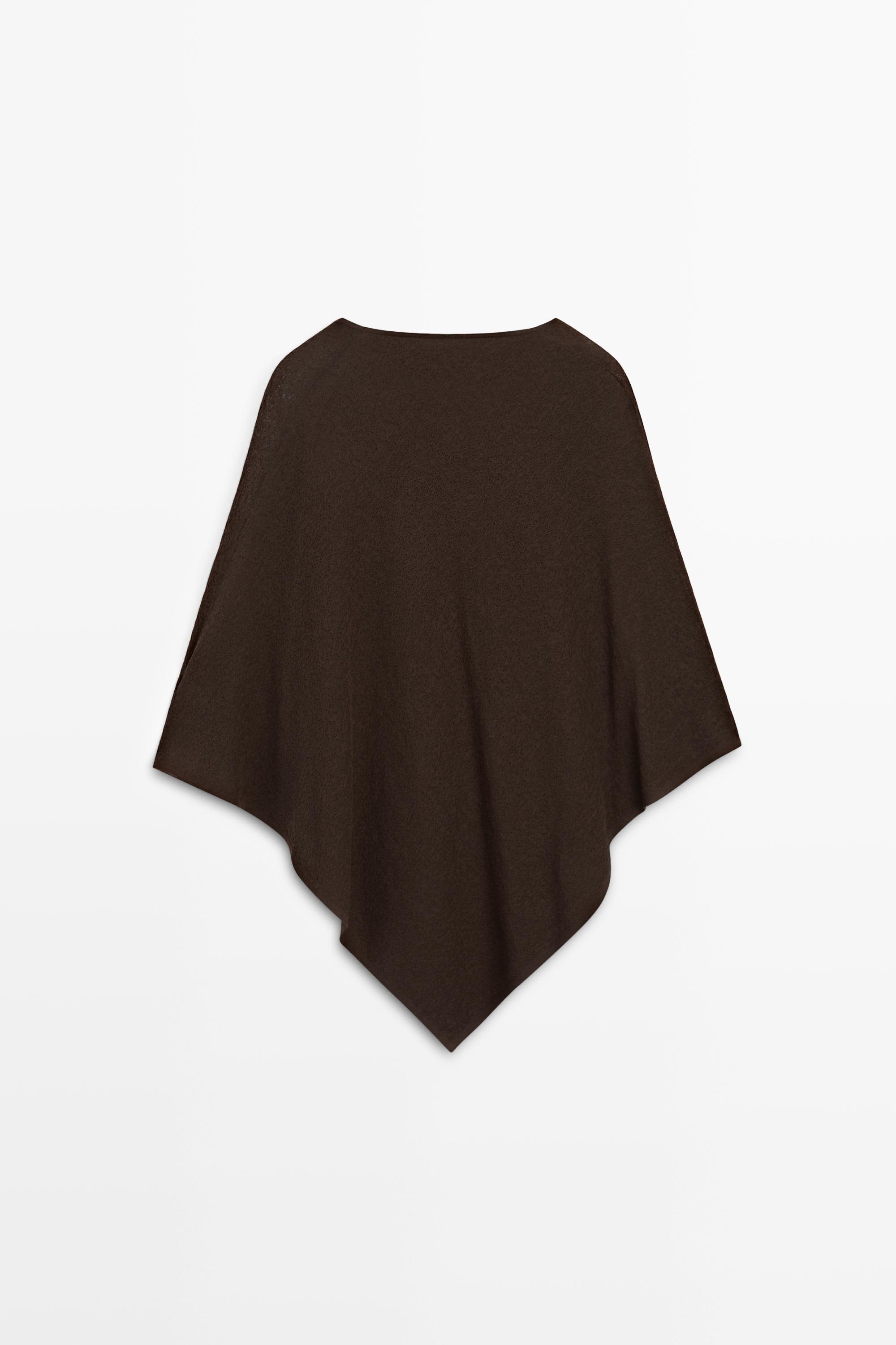 Asymmetric cotton cape — BROWN