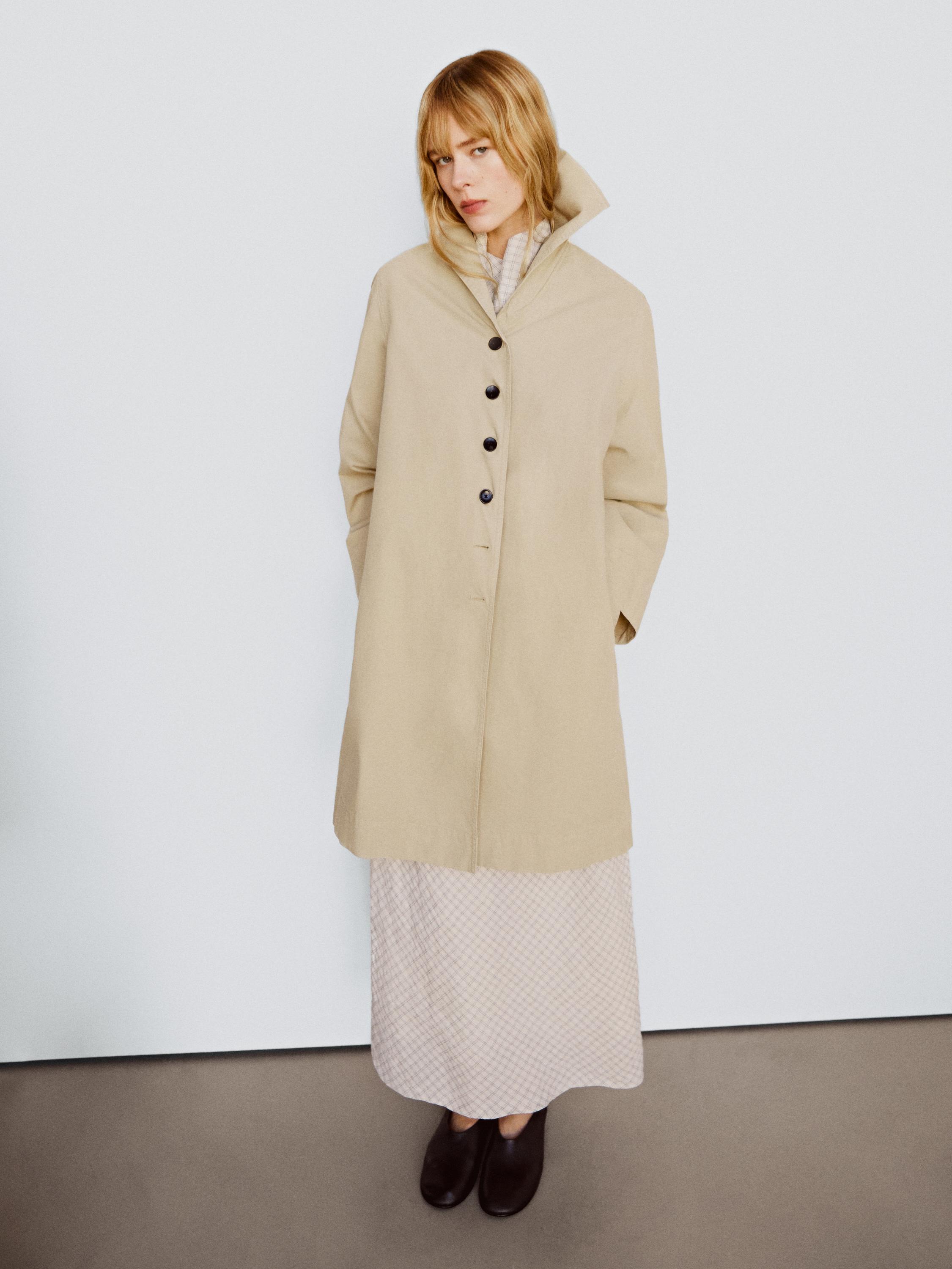 100% cotton sailor collar trench coat